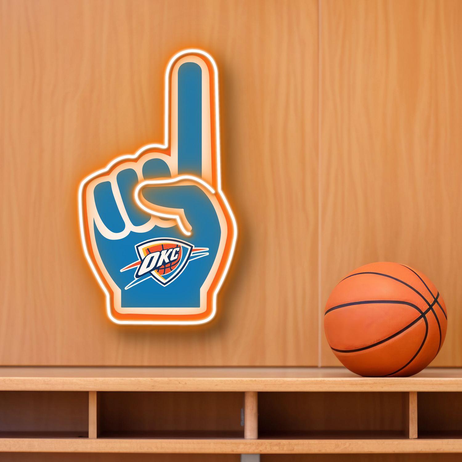 NBA Oklahoma City Thunder Foam Finger Neon LED Sign #1 Basketball Acrylic Home Decor