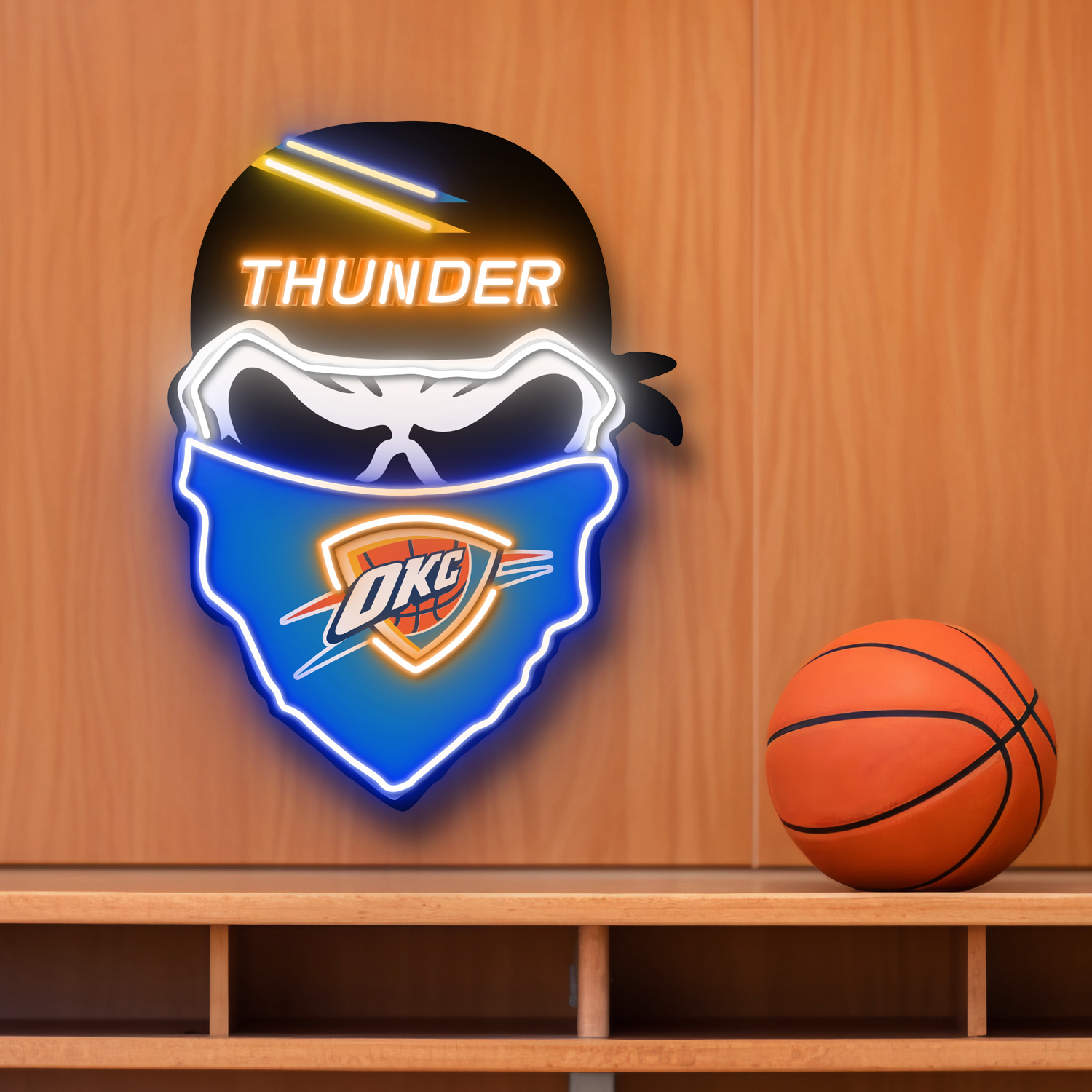 Oklahoma City Thunder Skull Neon LED Sign NBA Acrylic Artwork Home Decor