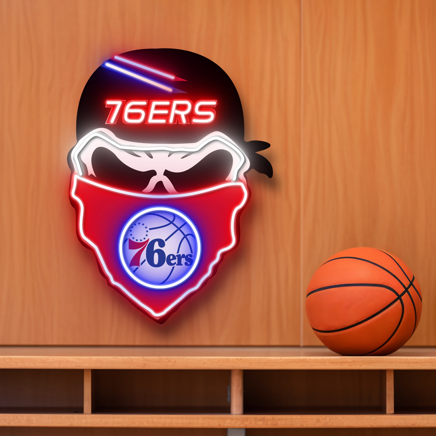 Philadelphia 76ers Skull Neon LED Sign NBA Acrylic Artwork Home Decor