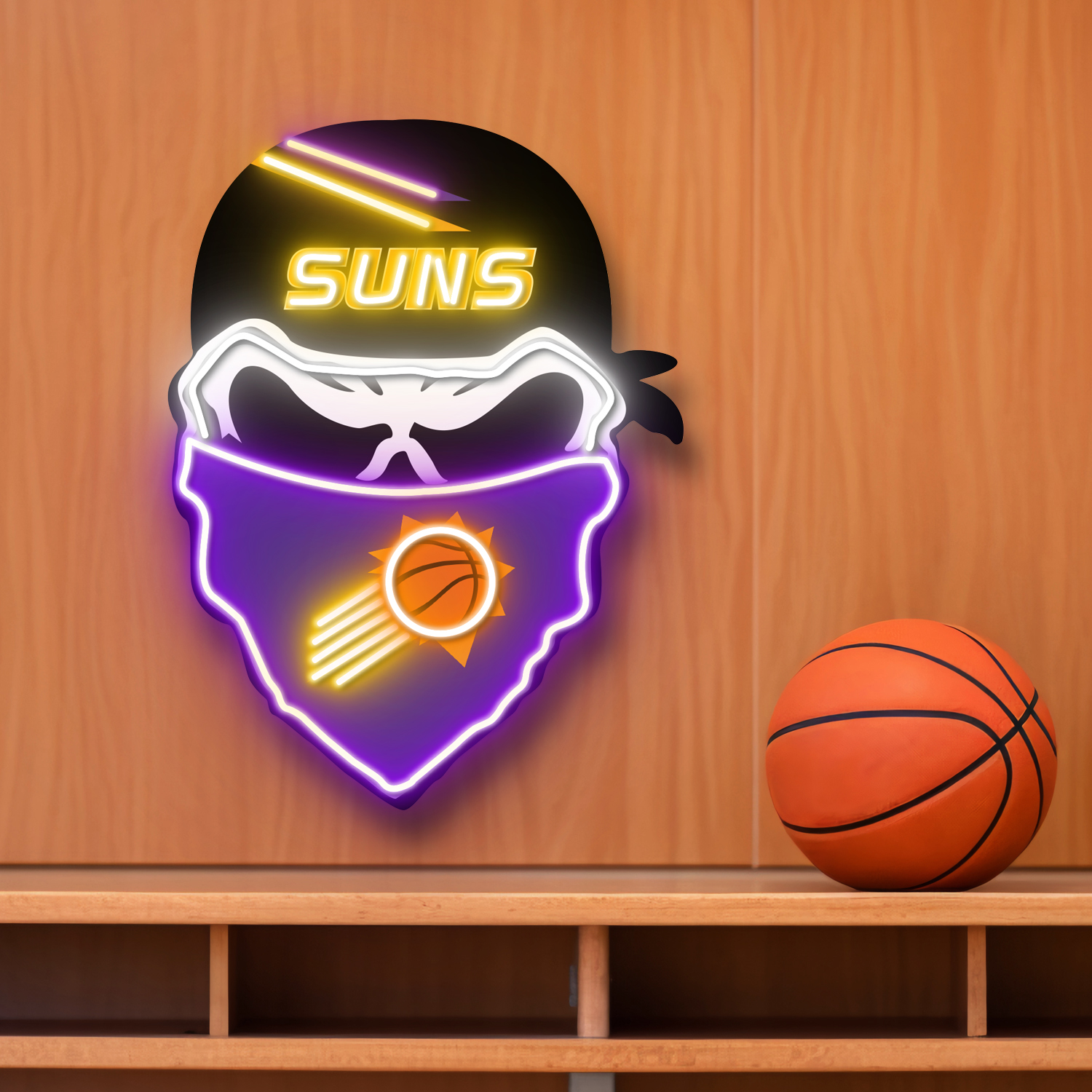 Phoenix Suns Skull Neon LED Sign NBA Acrylic Artwork Home Decor