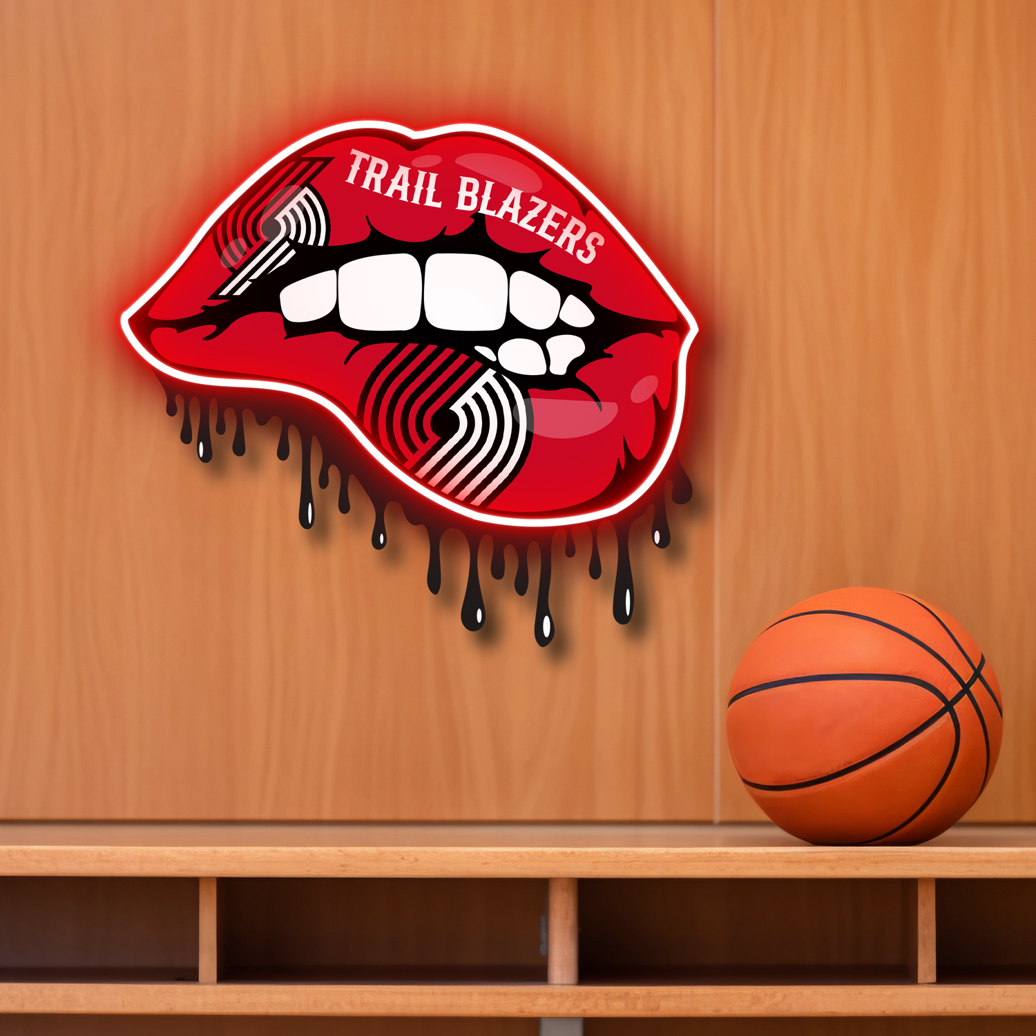 Portland Trail Blazers Dripping Lips Neon LED Sign NBA Fan Acrylic Artwork Home Decor