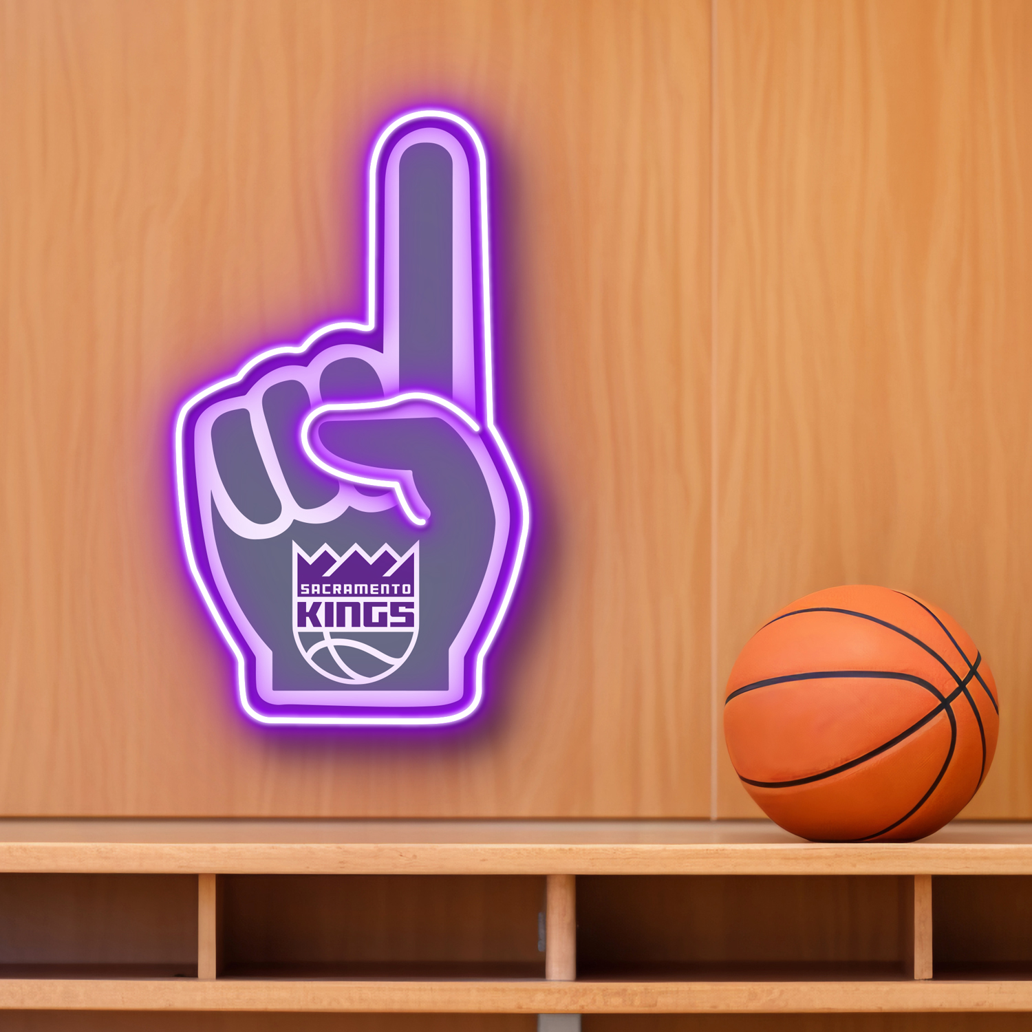 NBA Sacramento Kings Foam Finger Neon LED Sign #1 Basketball Acrylic Home Decor