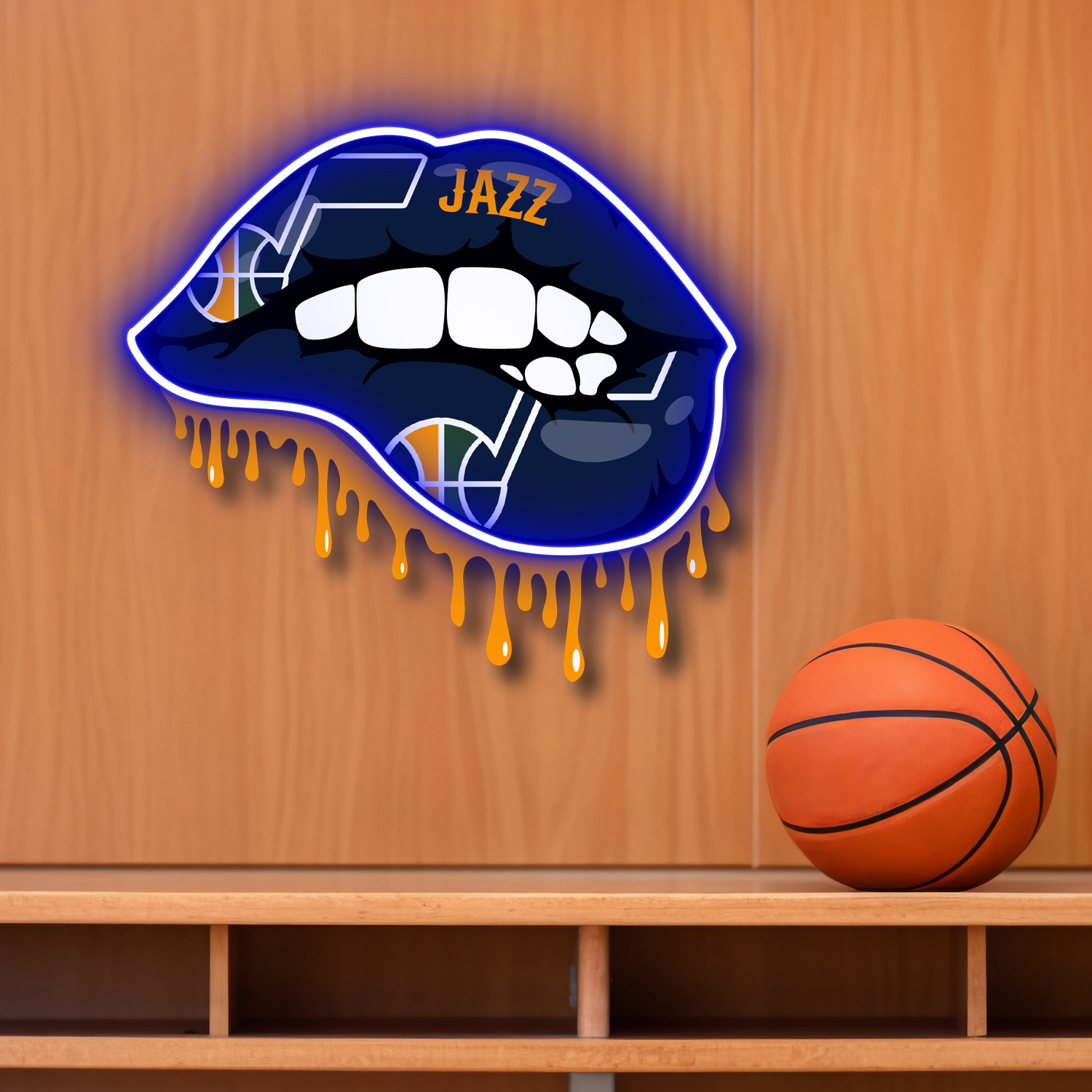 Utah Jazz Dripping Lips Neon LED Sign NBA Fan Acrylic Artwork Home Decor