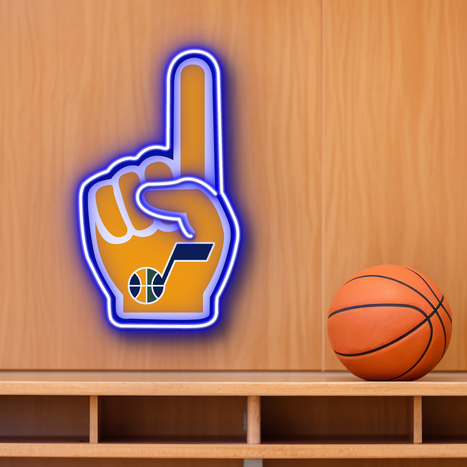 NBA Utah Jazz Foam Finger Neon LED Sign #1 Basketball Acrylic Home Decor