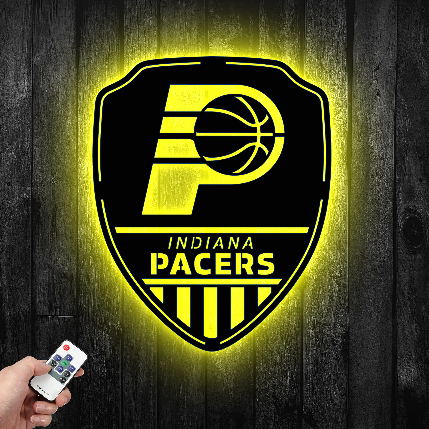 Indiana Pacers Shield Shape Metal Sign LED Light NBA Fan Wall Art Home Decor