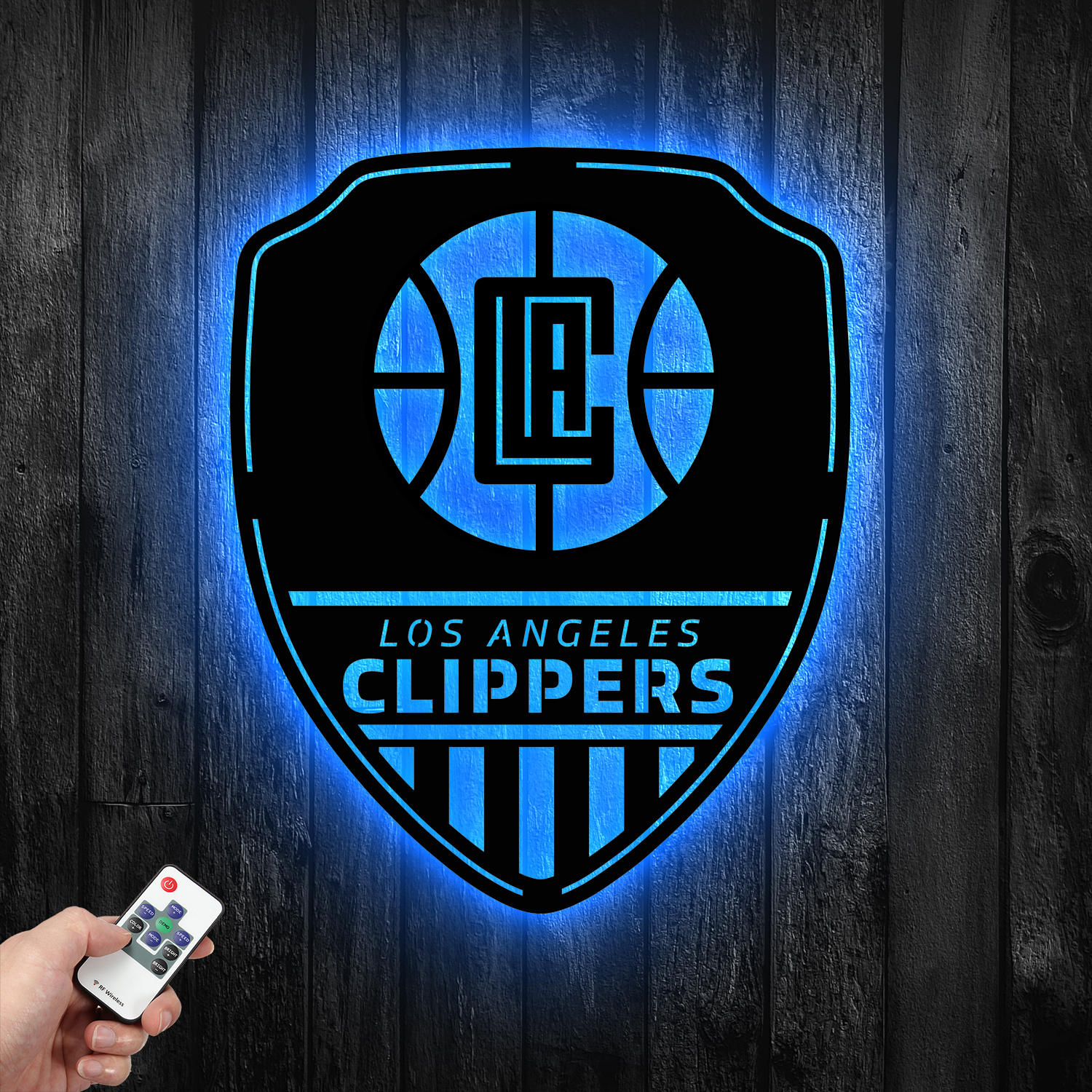 Los Angeles Clippers Shield Shape Metal Sign LED Light NBA Fan Wall Art Home Decor