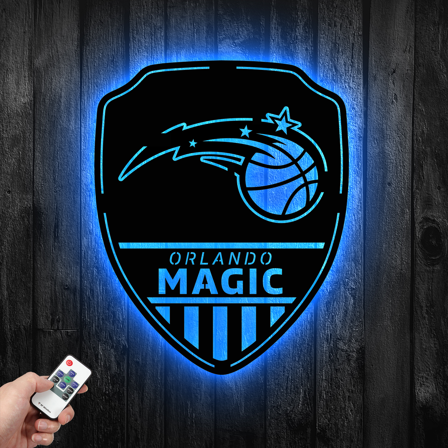Orlando Magic Shield Shape Metal Sign LED Light NBA Fan Wall Art Home Decor