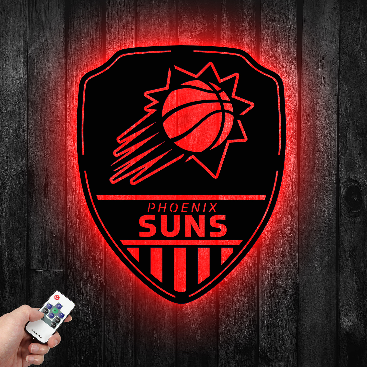 Phoenix Suns Shield Shape Metal Sign LED Light NBA Fan Wall Art Home Decor