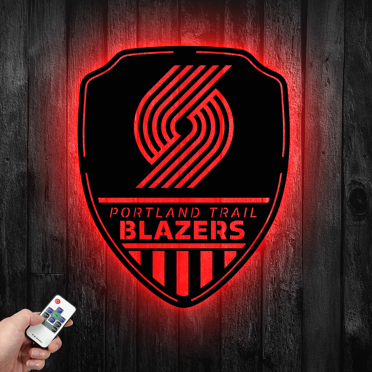 Portland Trail Blazers Shield Shape Metal Sign LED Light NBA Fan Wall Art Home Decor