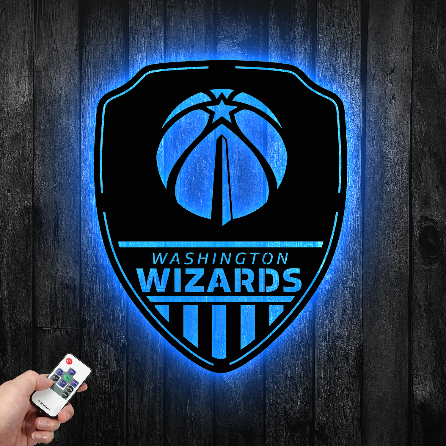 Washington Wizards Shield Shape Metal Sign LED Light NBA Fan Wall Art Home Decor