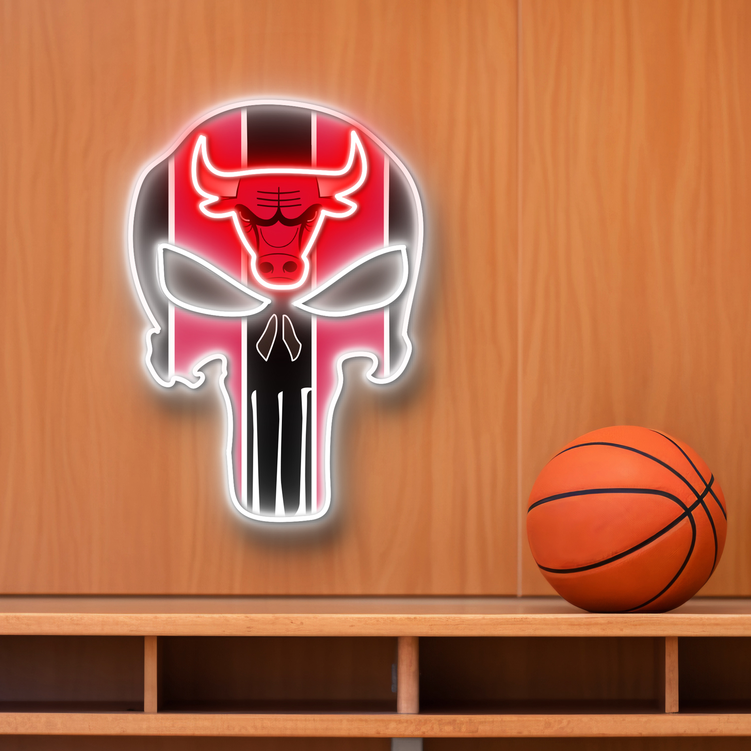 The Punisher Chicago Bulls Neon LED Sign NBA Acrylic Artwork Wall Art Home Decor