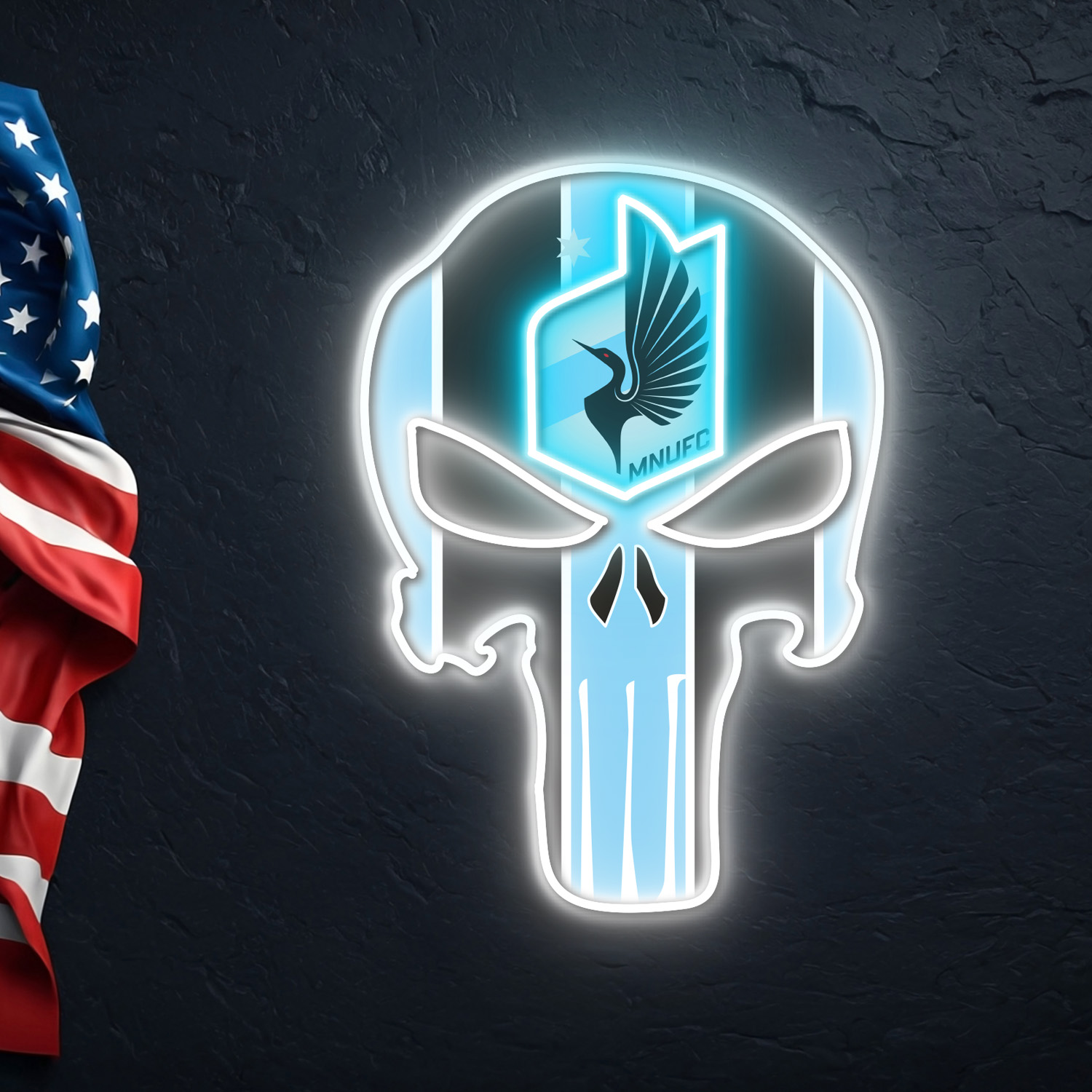 The Punisher Minnesota United FC Neon LED Sign MLS Acrylic Artwork Wall Art Home Decor