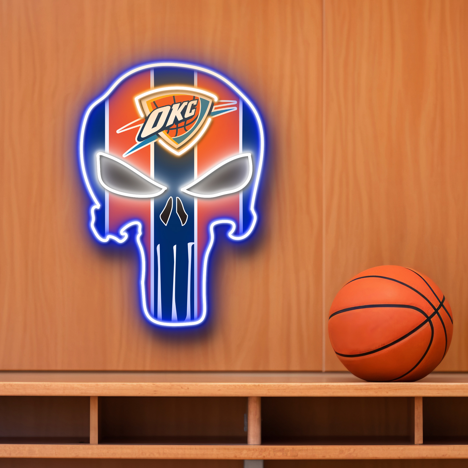 The Punisher Oklahoma City Thunder Neon LED Sign NBA Acrylic Artwork Wall Art Home Decor