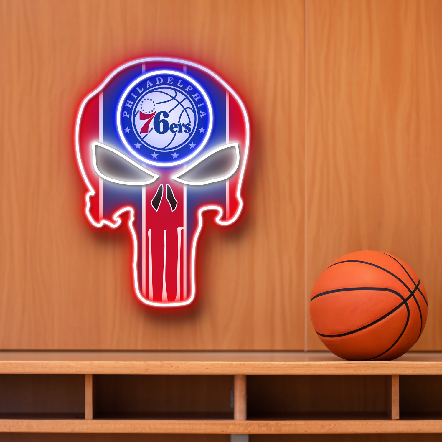 The Punisher Philadelphia 76ers Neon LED Sign NBA Acrylic Artwork Wall Art Home Decor