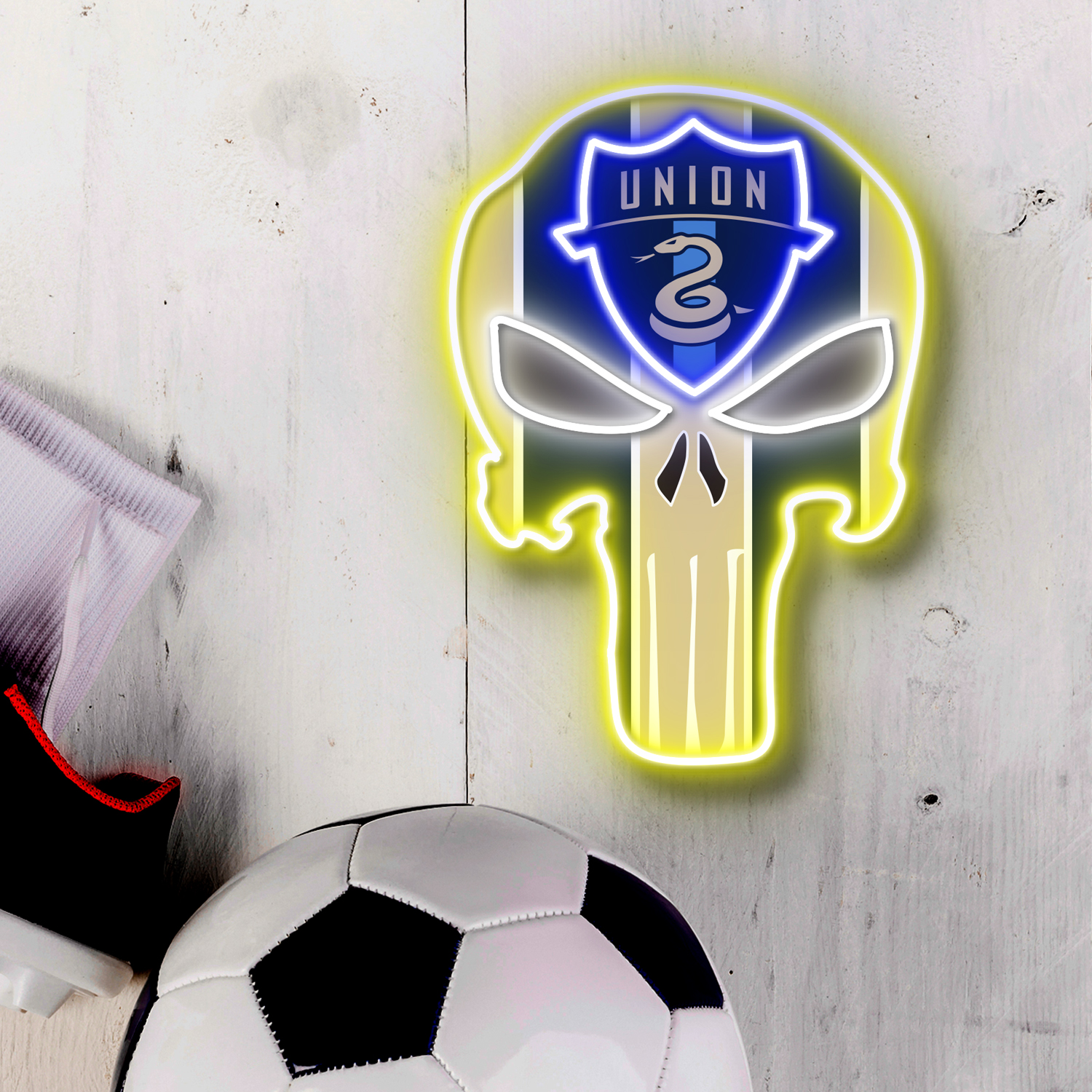 The Punisher Philadelphia Union FC Neon LED Sign MLS Acrylic Artwork Wall Art Home Decor
