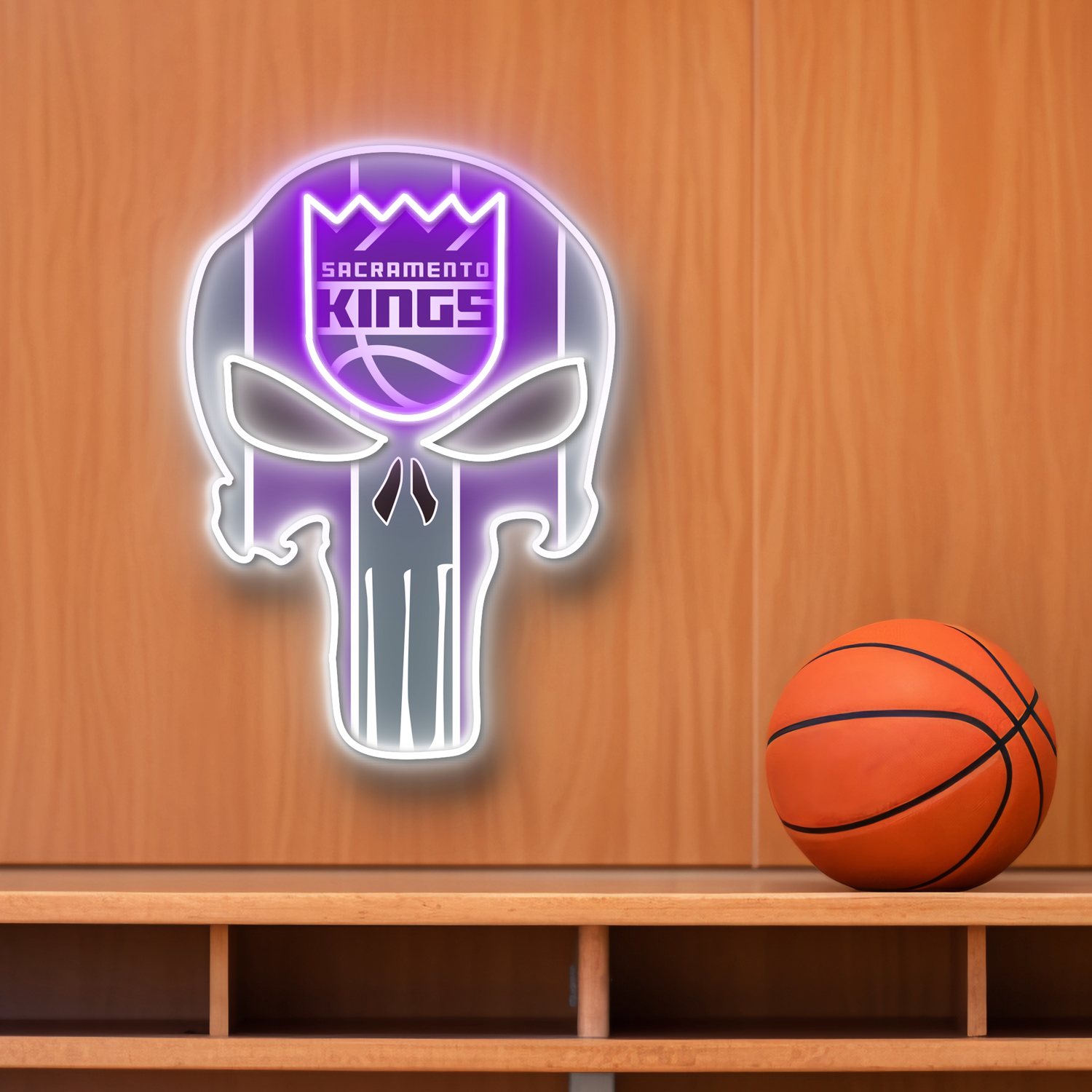 The Punisher Sacramento Kings Neon LED Sign NBA Acrylic Artwork Wall Art Home Decor