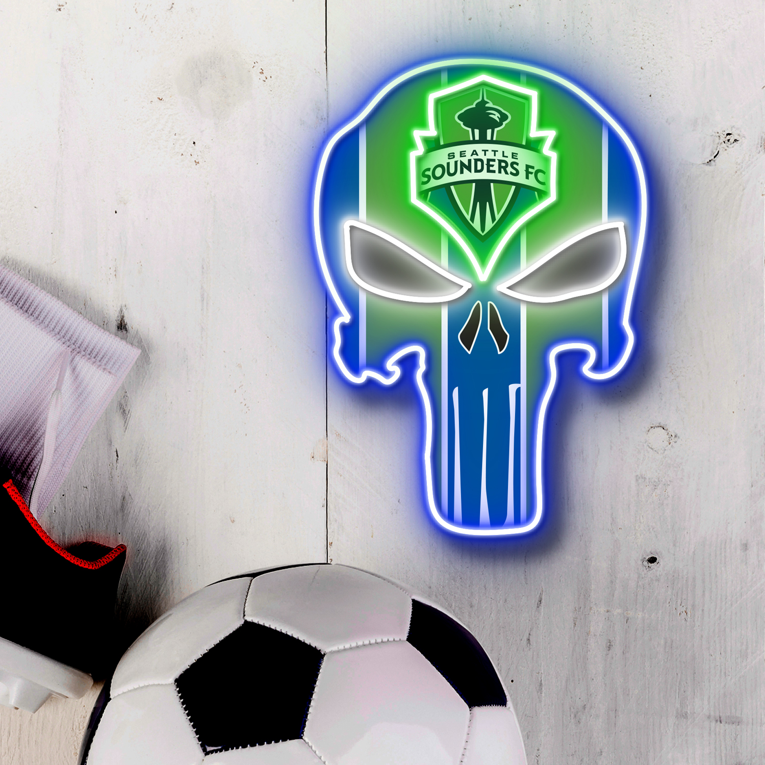 The Punisher Seattle Sounders FC Neon LED Sign MLS Acrylic Artwork Wall Art Home Decor