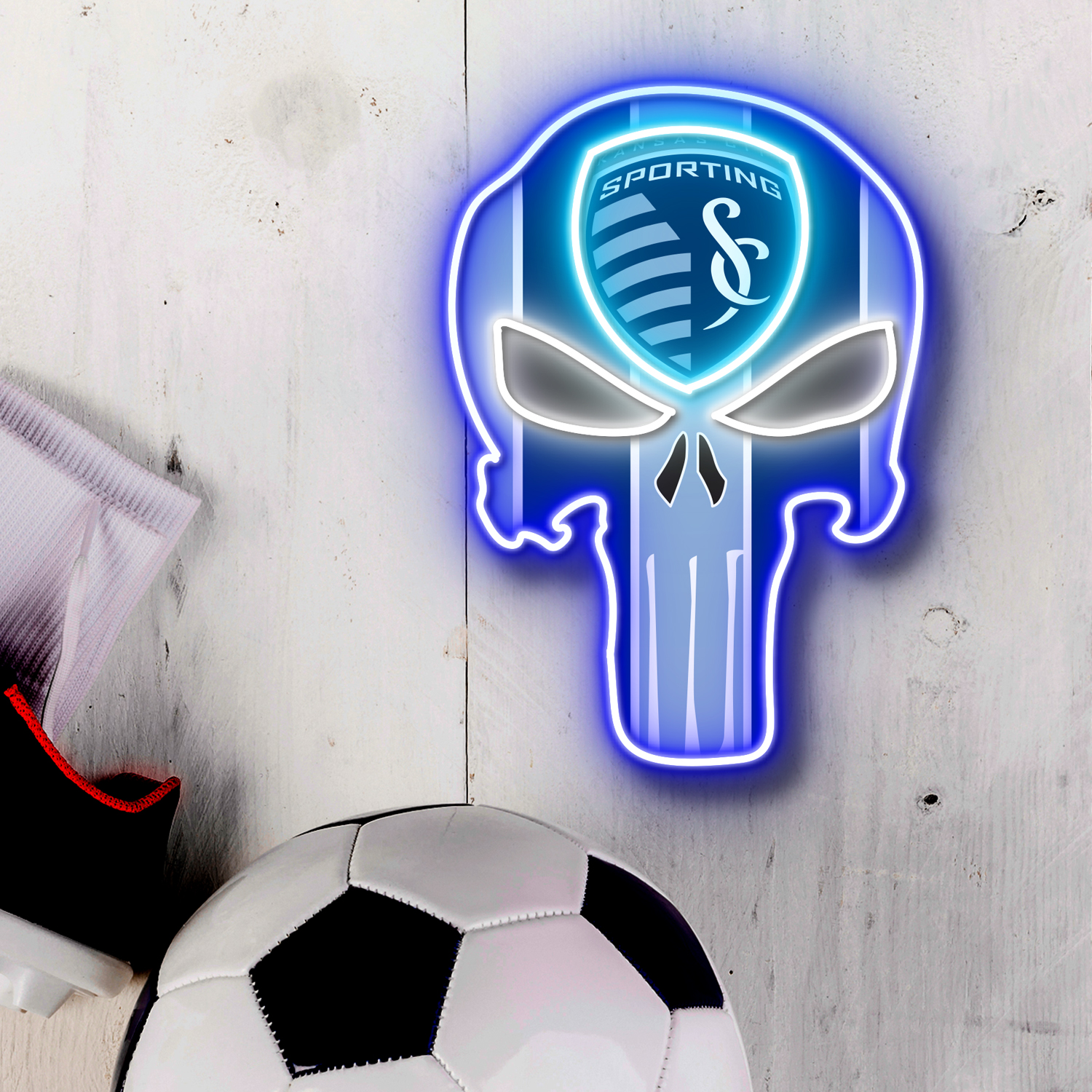 The Punisher Sporting Kansas City FC Neon LED Sign MLS Acrylic Artwork Wall Art Home Decor