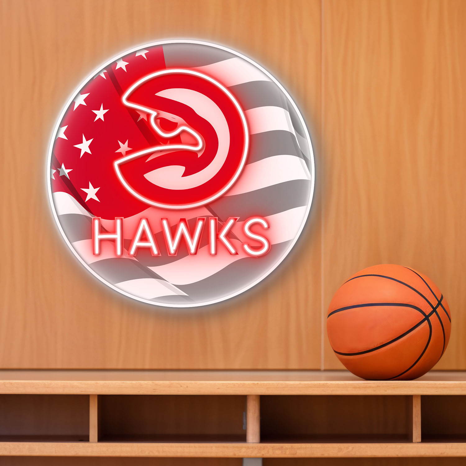 Atlanta Hawks US Flag Acrylic Neon LED Sign NBA Home Decor
