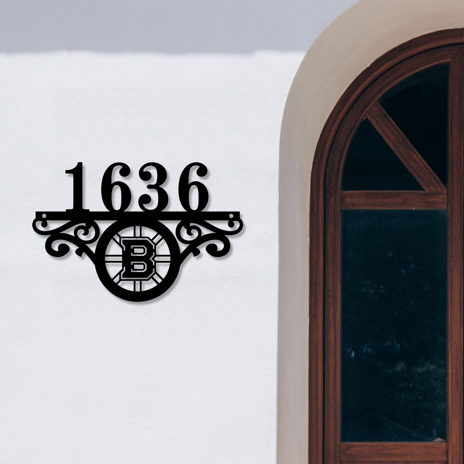Boston Bruins NHL Monogram Metal House Number Sign