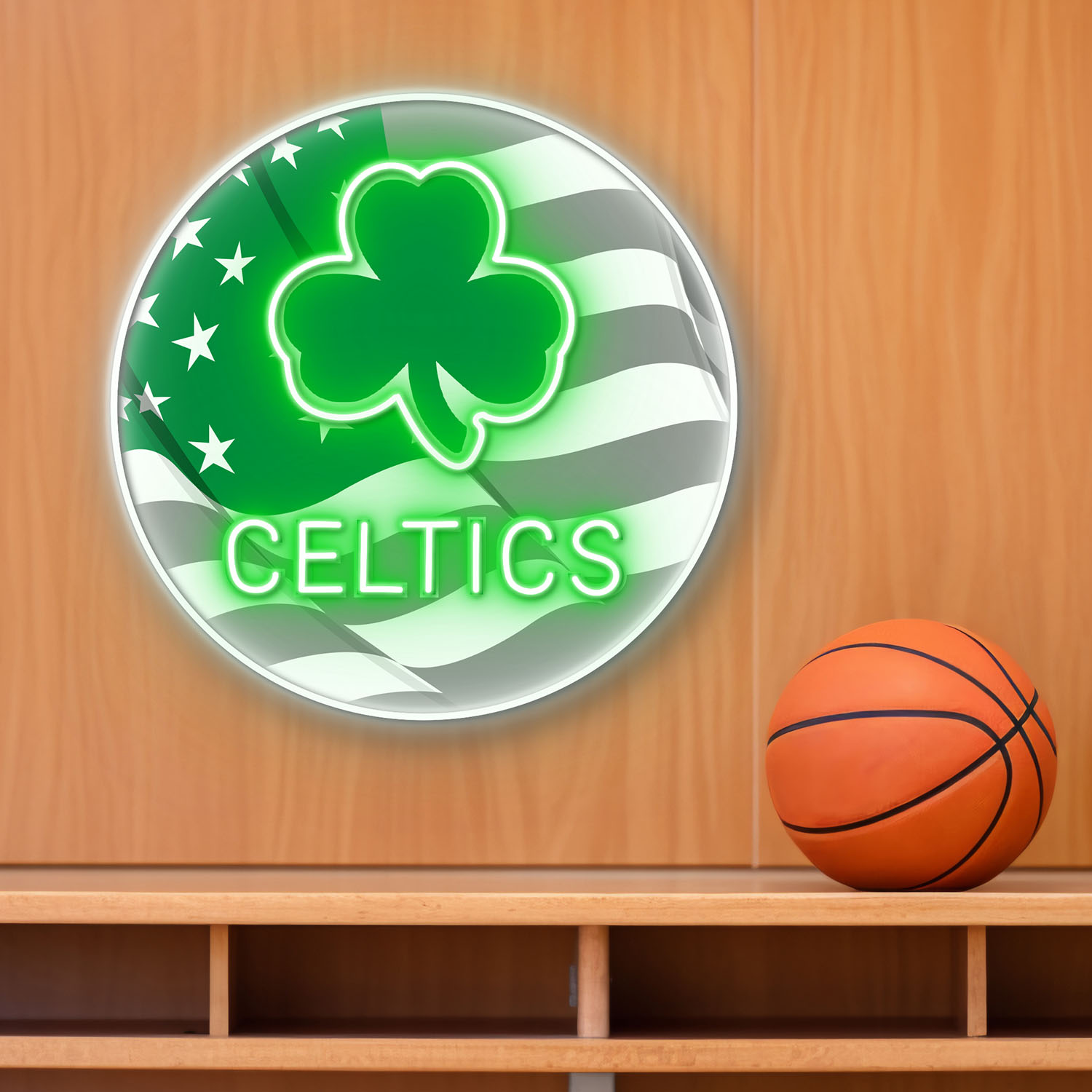 Boston Celtics US Flag Acrylic Neon LED Sign NBA Home Decor