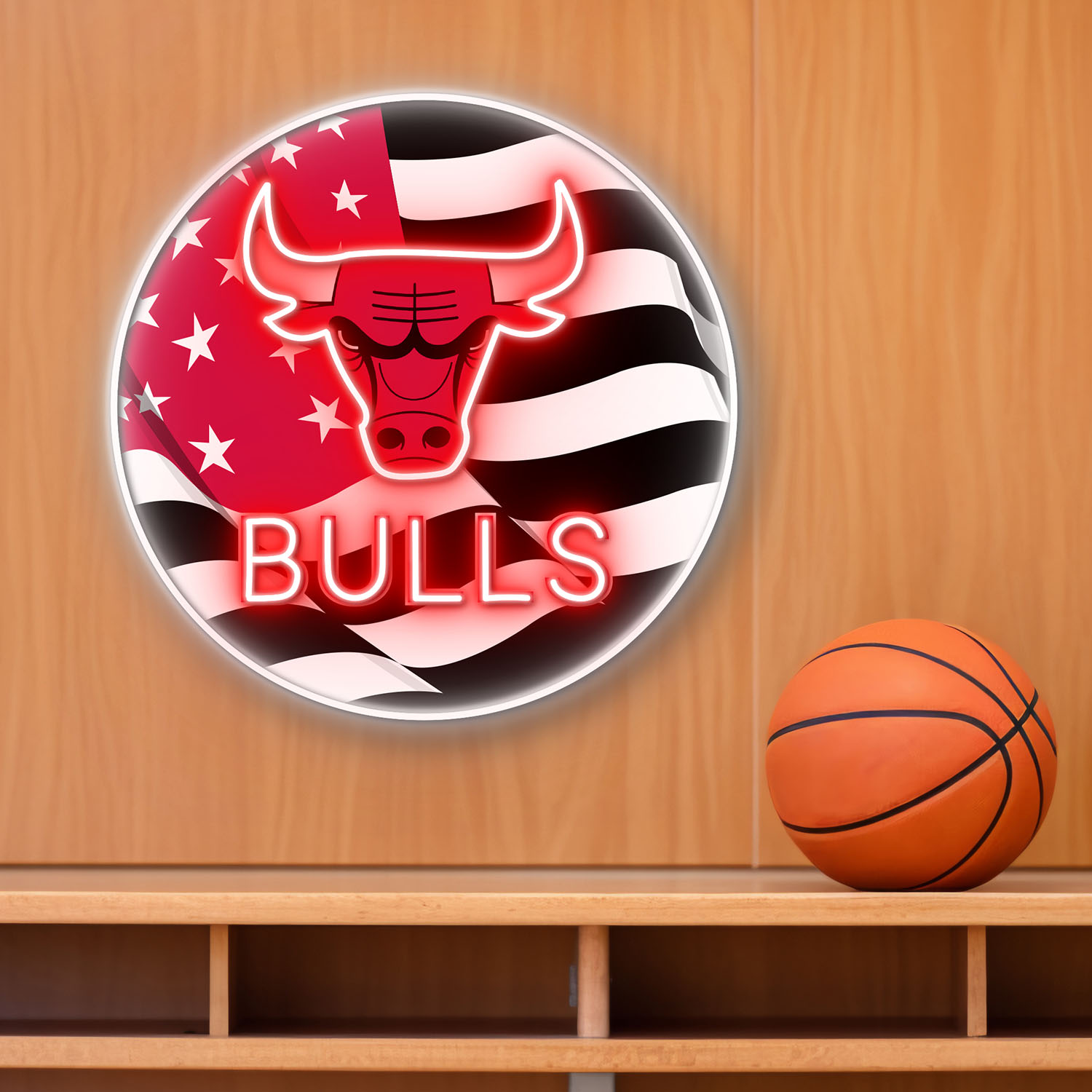 Chicago Bulls US Flag Acrylic Neon LED Sign NBA Home Decor
