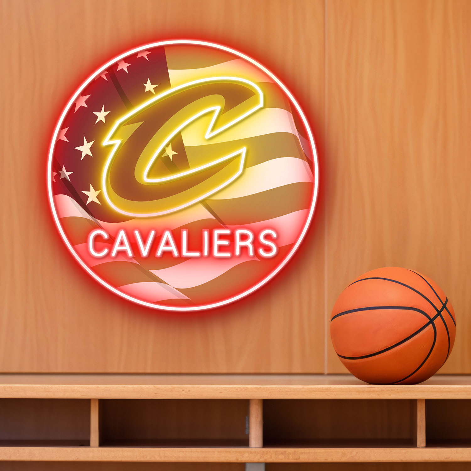 Cleveland Cavaliers US Flag Acrylic Neon LED Sign NBA Home Decor
