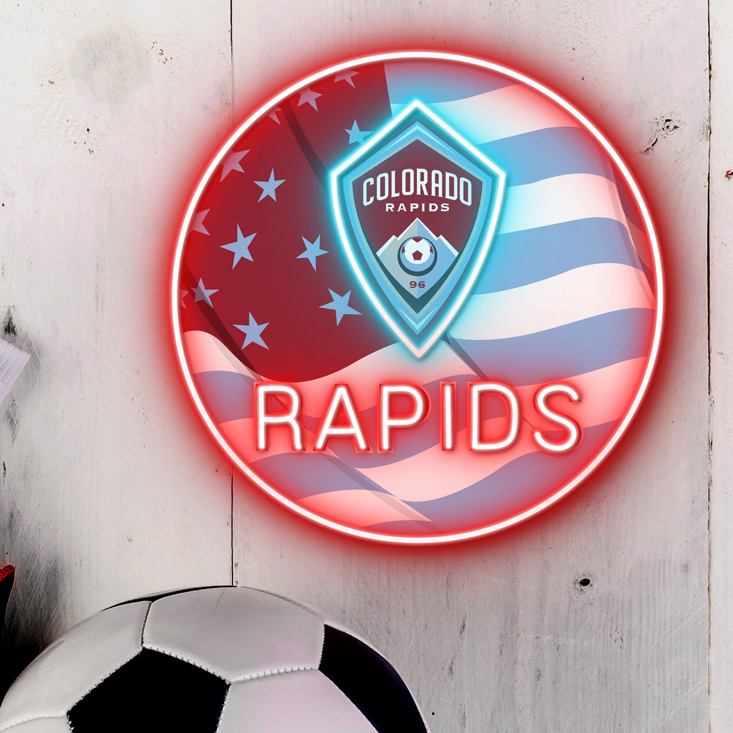 Colorado Rapids FC US Flag Acrylic Neon LED Sign MLS Home Decor