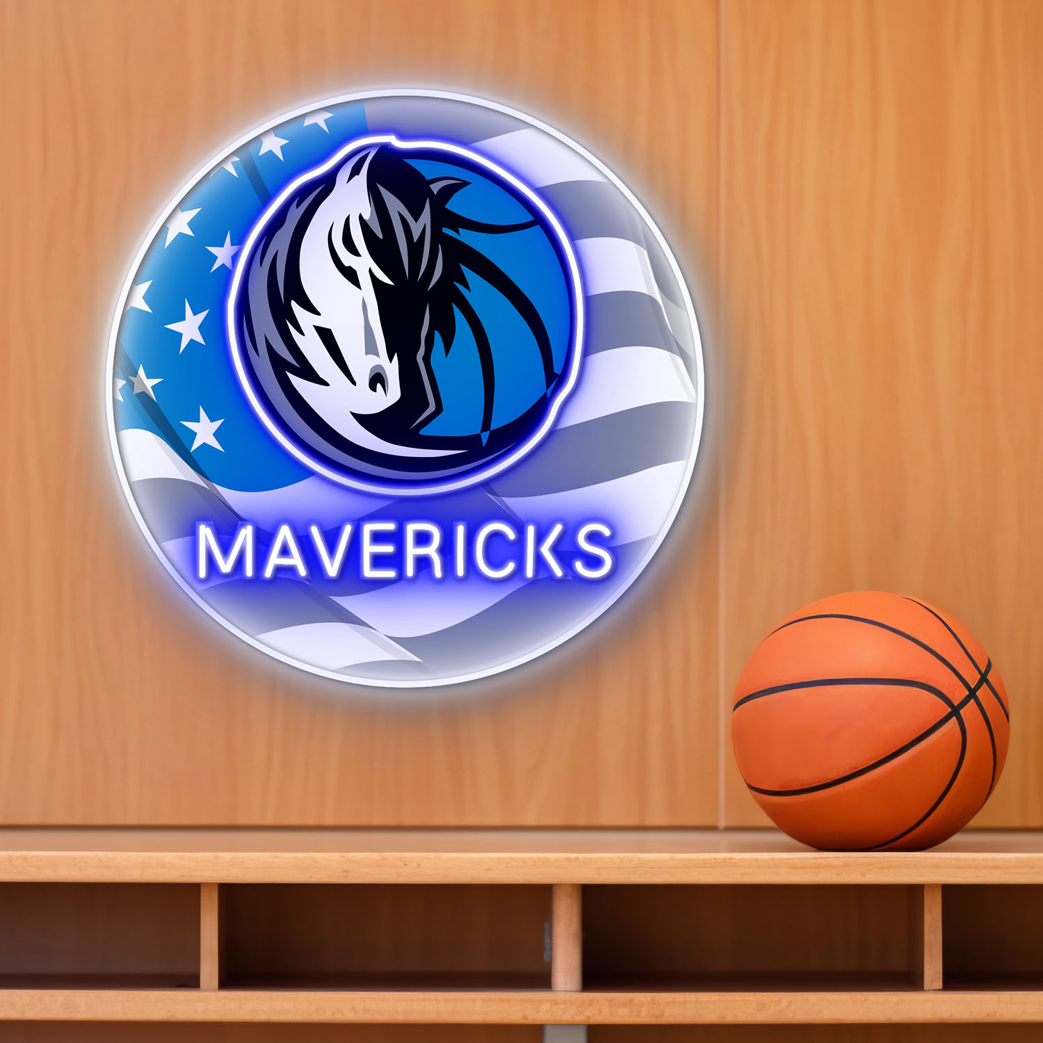 Dallas Mavericks US Flag Acrylic Neon LED Sign NBA Home Decor