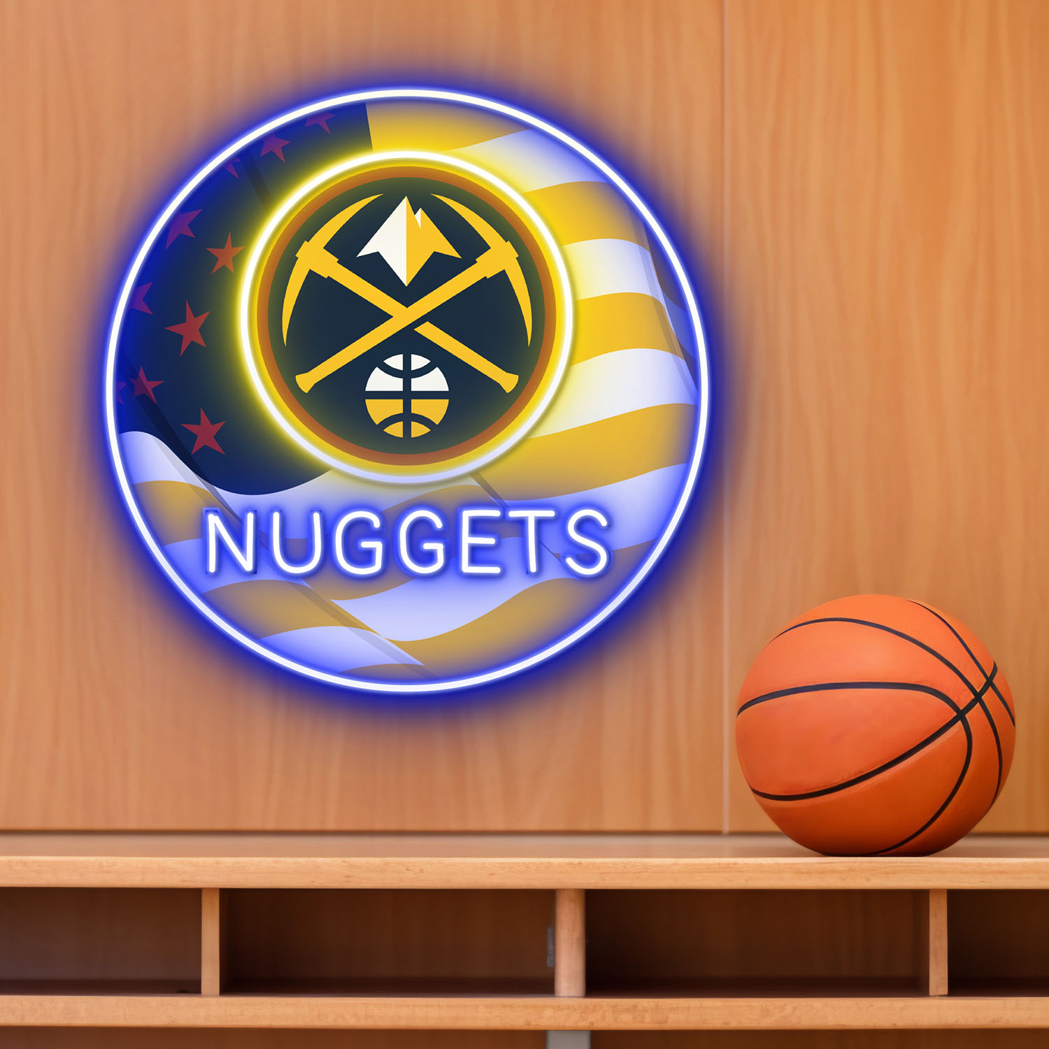Denver Nuggets US Flag Acrylic Neon LED Sign NBA Home Decor