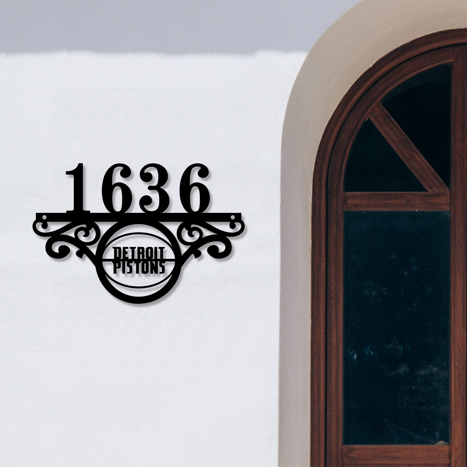 Detroit Pistons NBA Monogram Metal House Number Sign