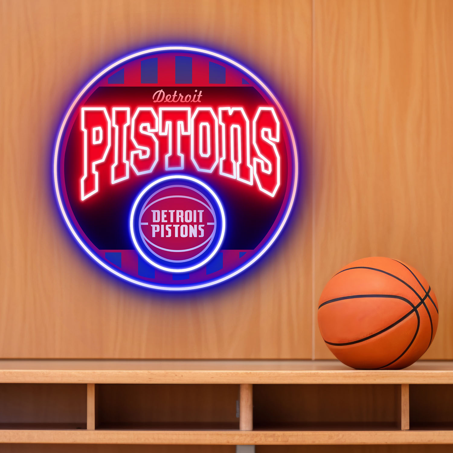 Detroit Pistons Retro Acrylic Neon LED Sign NBA Home Decor