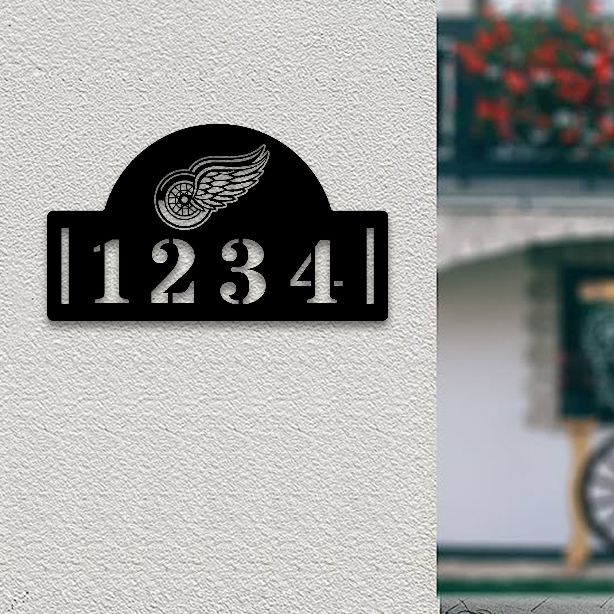 Detroit Red Wings NHL Metal House Number Sign