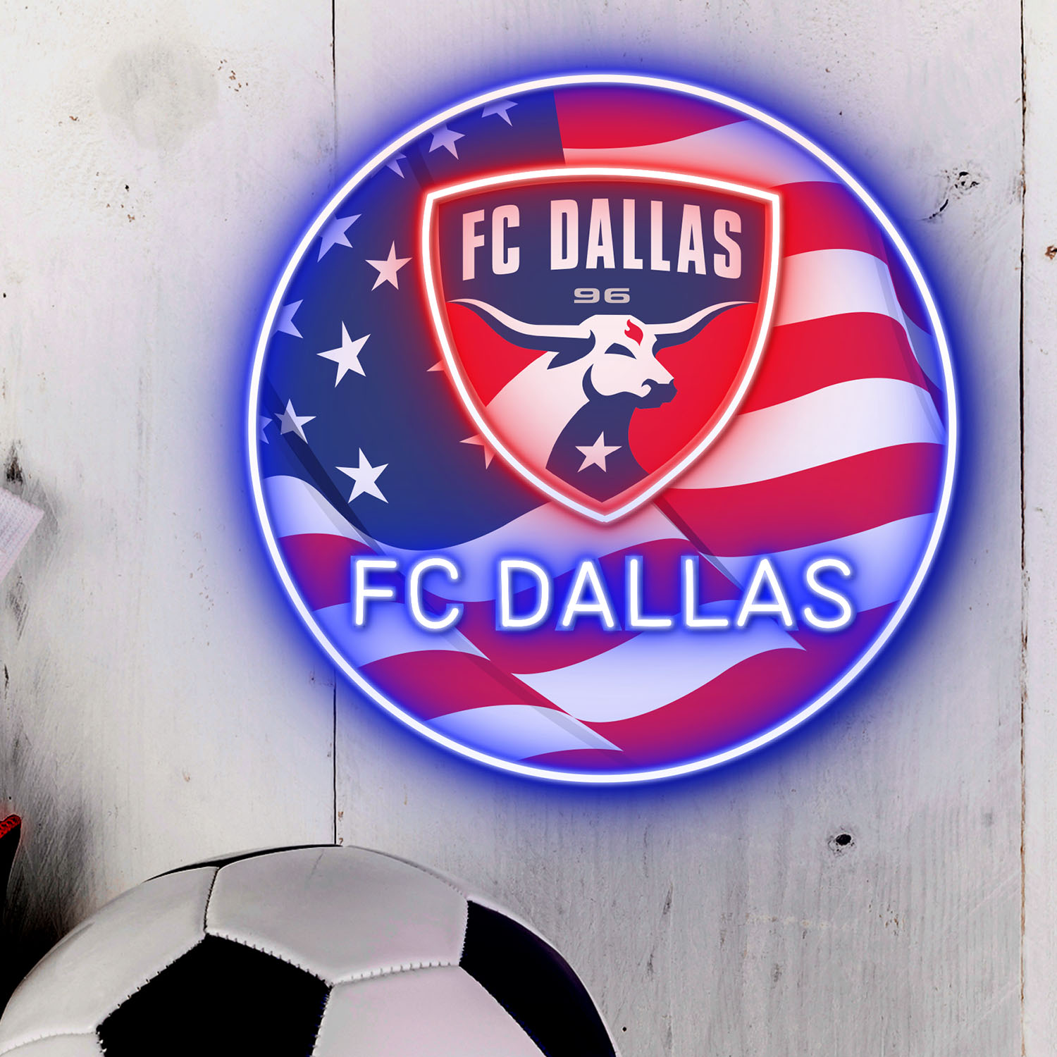 FC Dallas US Flag Acrylic Neon LED Sign MLS Home Decor