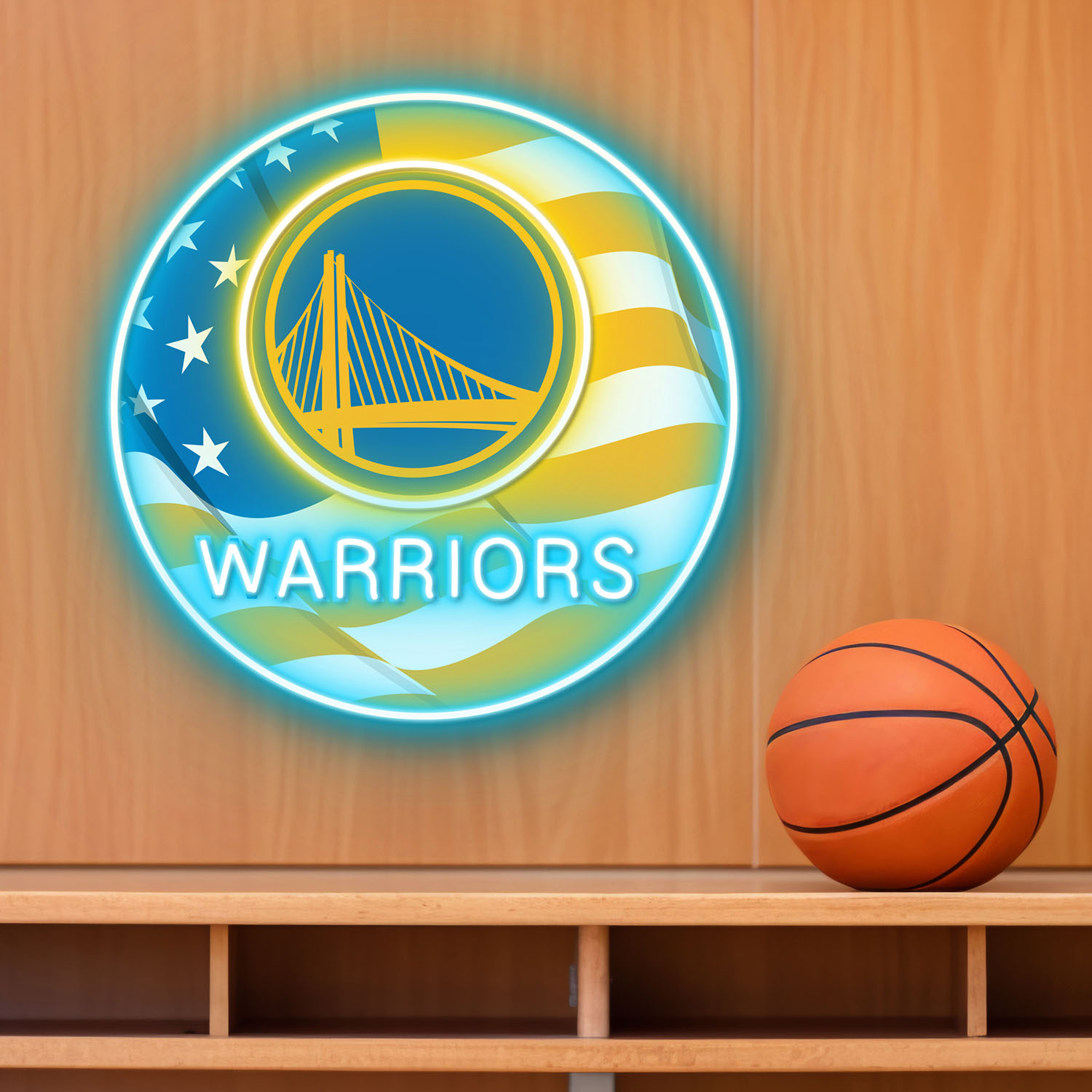 Golden State Warriors US Flag Acrylic Neon LED Sign NBA Home Decor