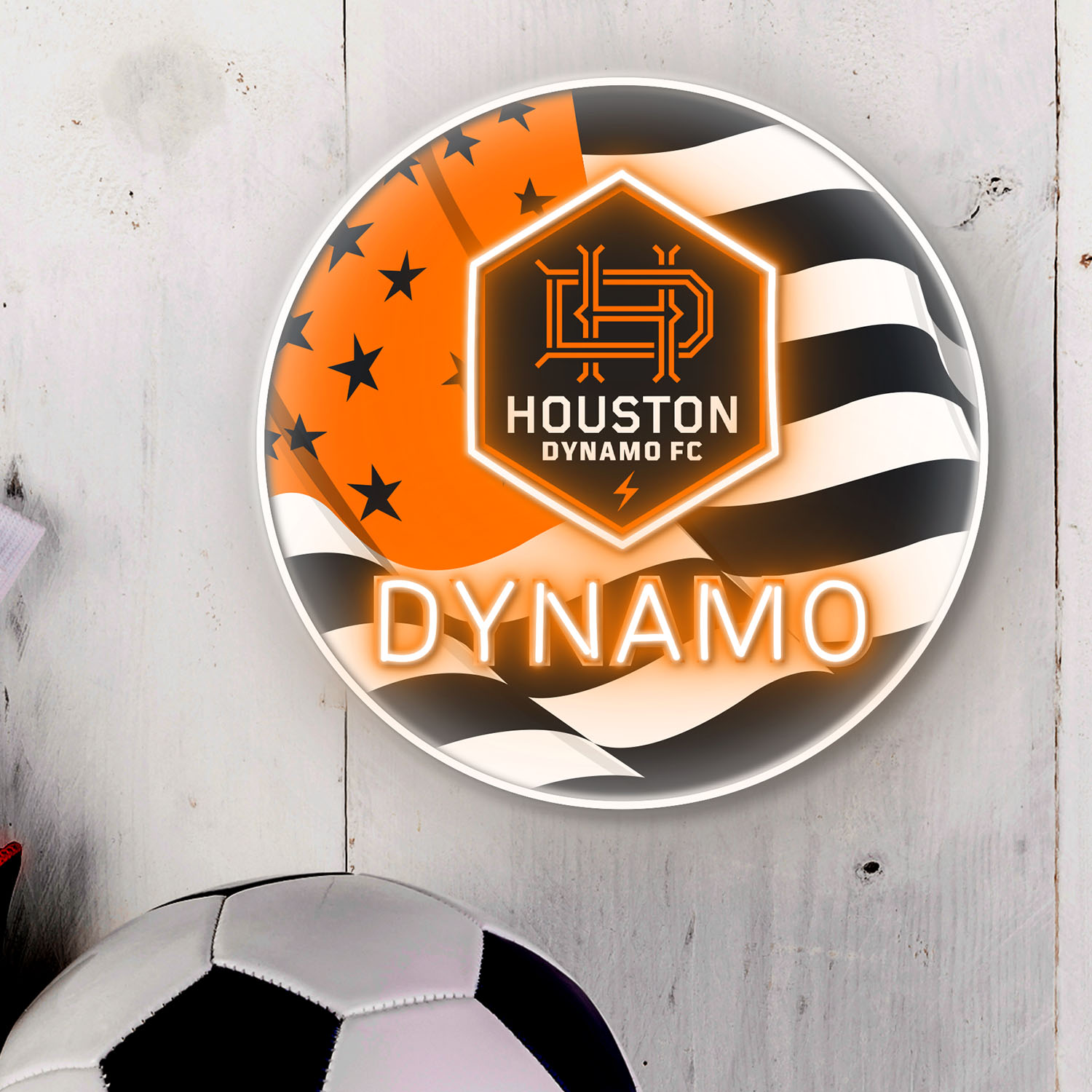 Houston Dynamo FC US Flag Acrylic Neon LED Sign MLS Home Decor