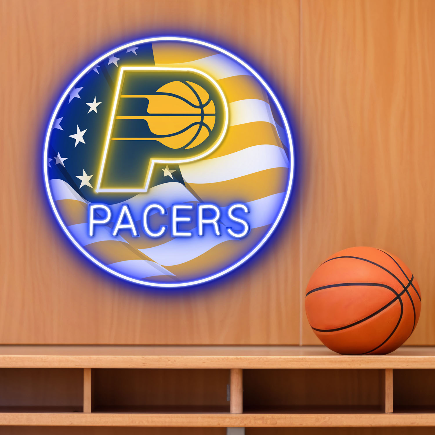 Indiana Pacers US Flag Acrylic Neon LED Sign NBA Home Decor