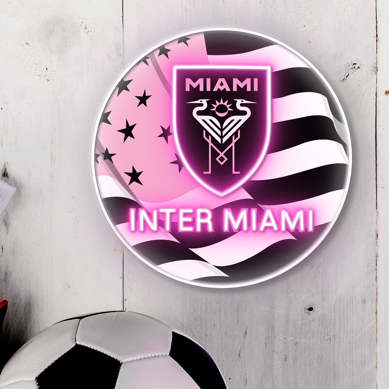 Inter Miami FC US Flag Acrylic Neon LED Sign MLS Home Decor