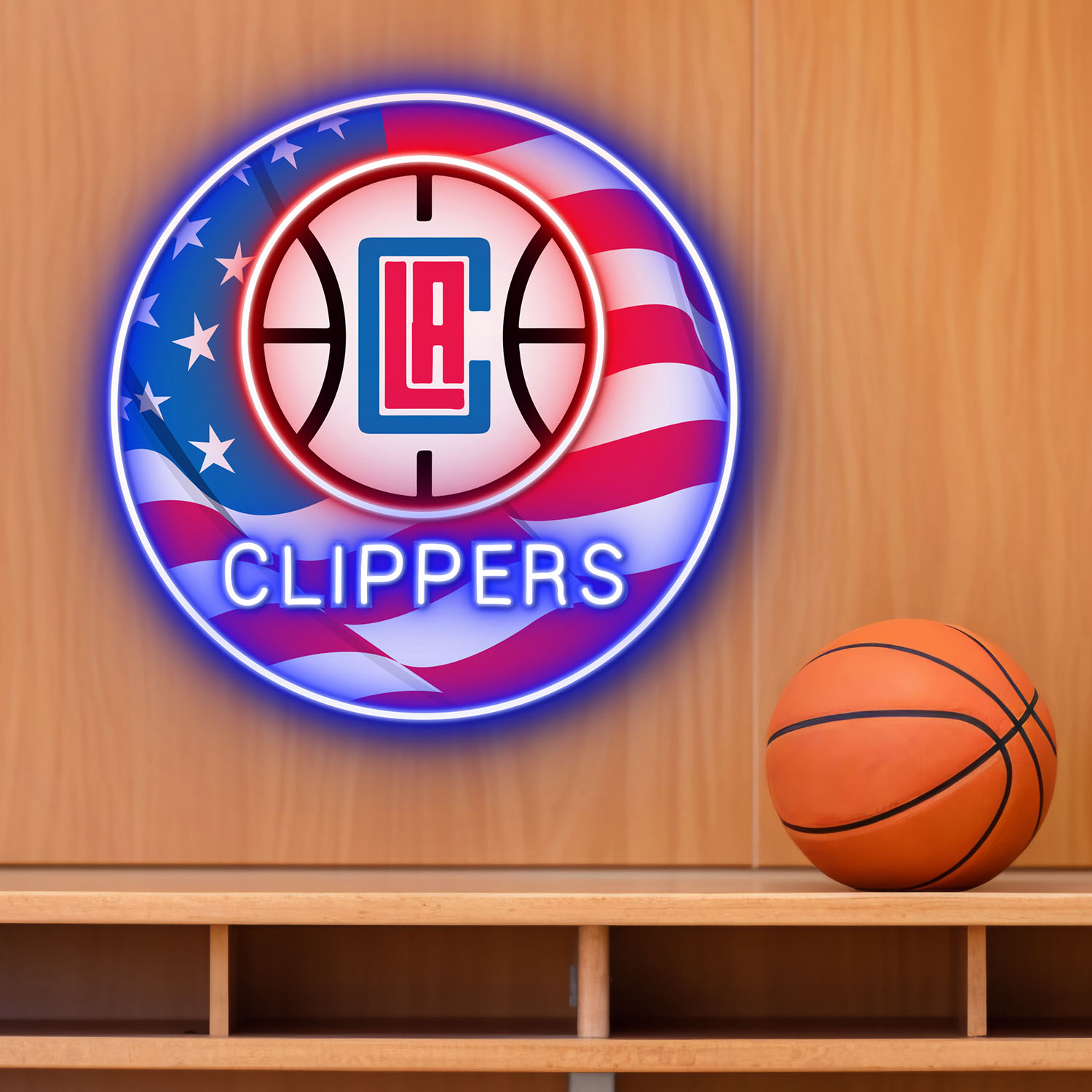 Los Angeles Clippers US Flag Acrylic Neon LED Sign NBA Home Decor