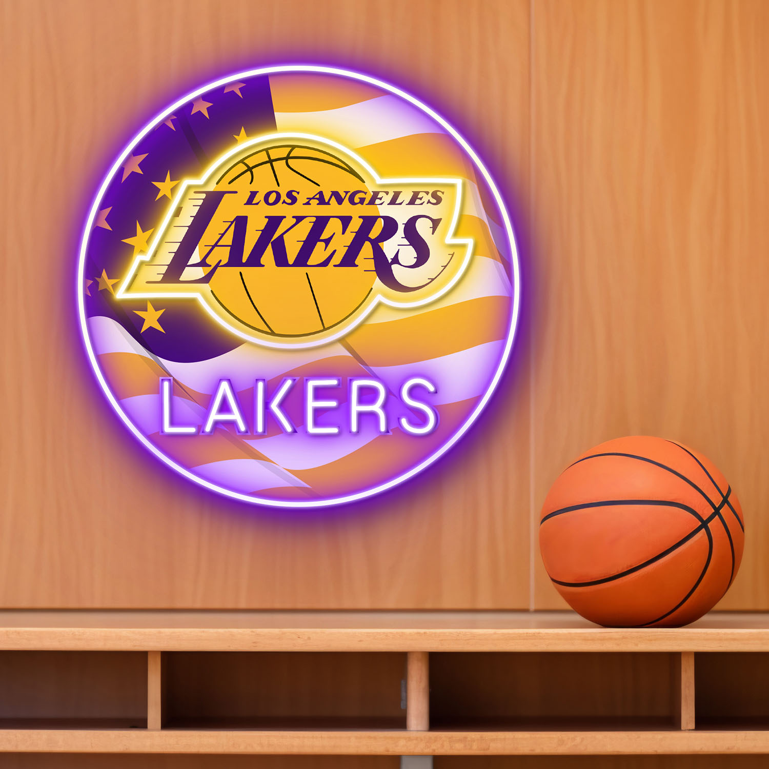 Los Angeles Lakers US Flag Acrylic Neon LED Sign NBA Home Decor
