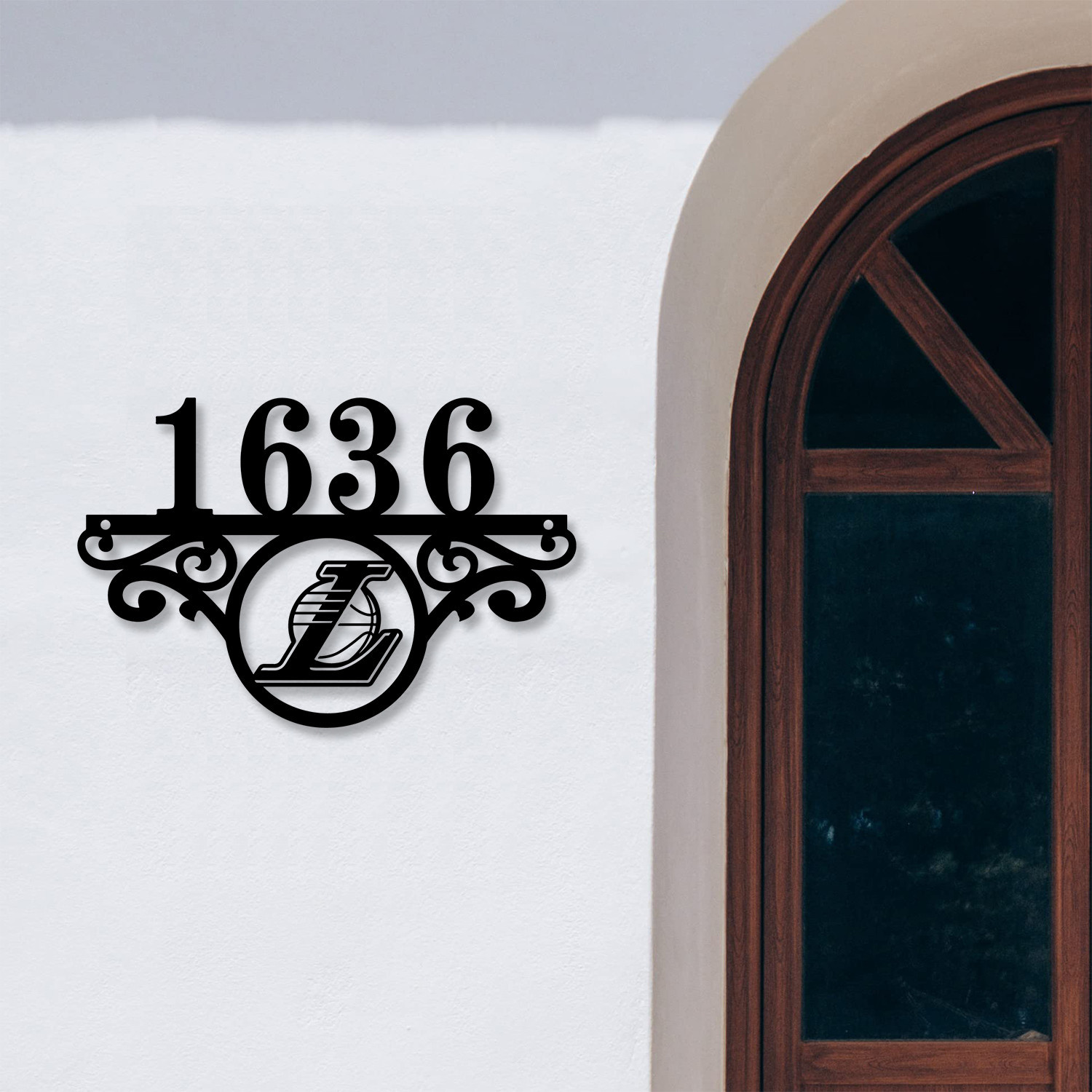 Los Angeles Lakers NBA Monogram Metal House Number Sign