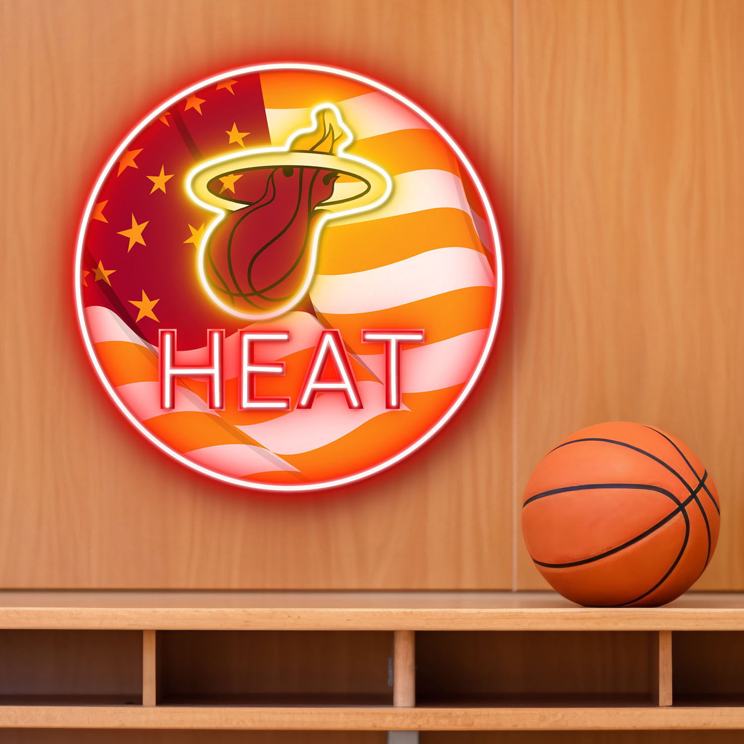 Miami Heat US Flag Acrylic Neon LED Sign NBA Home Decor