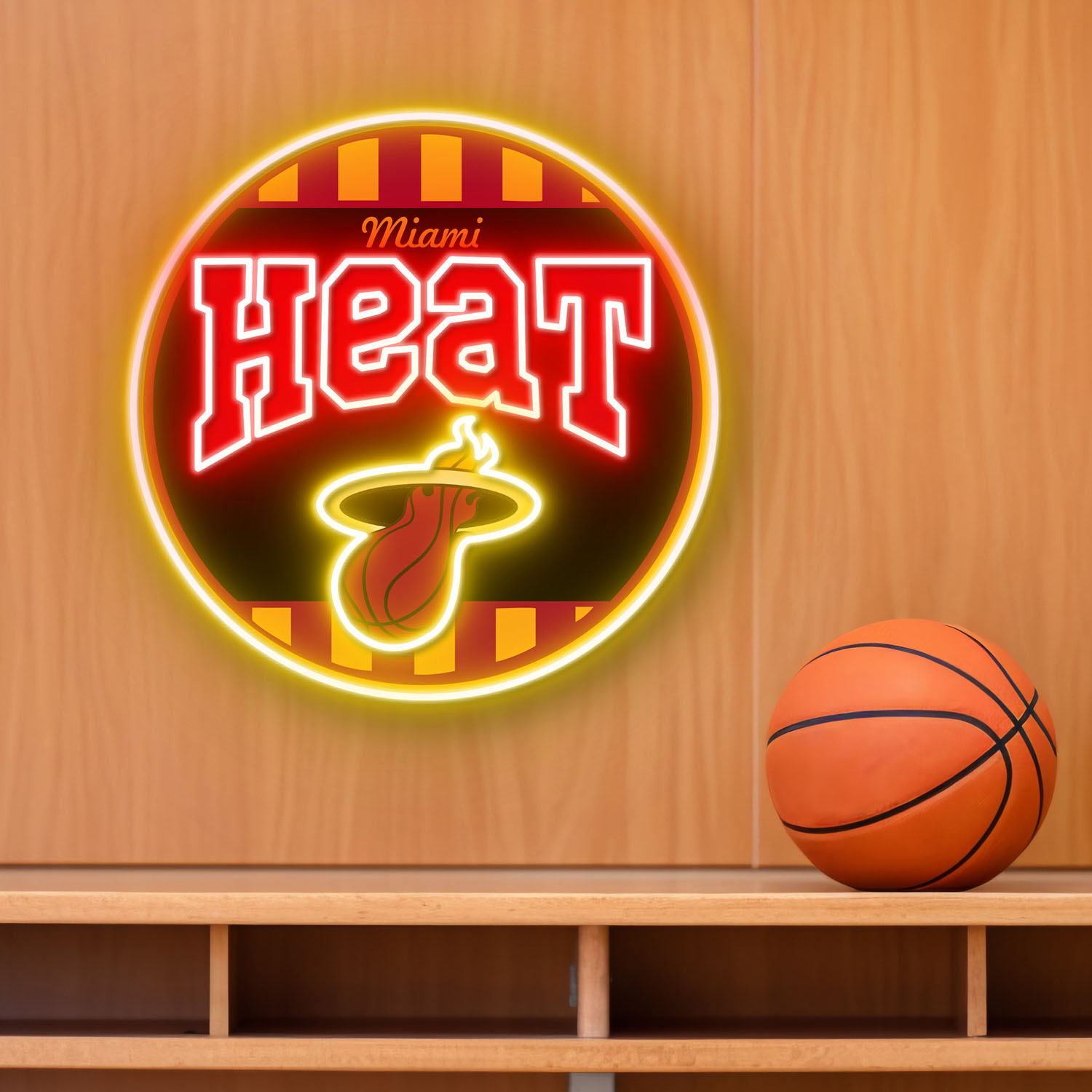 Miami Heat Retro Acrylic Neon LED Sign NBA Home Decor