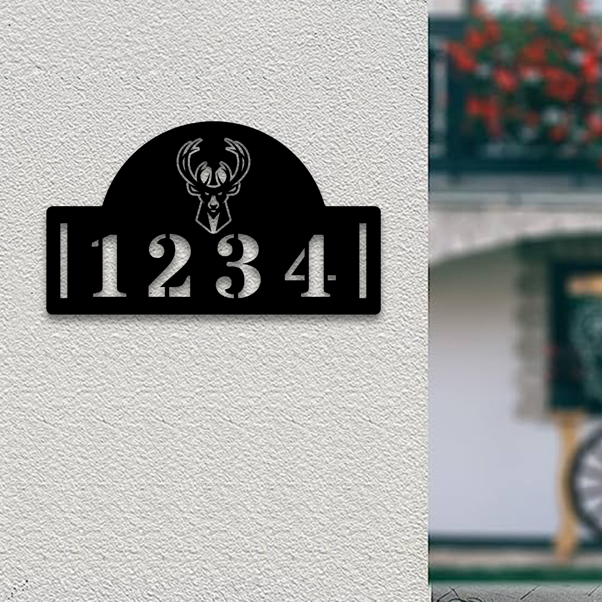 Milwaukee Bucks NBA Metal House Number Sign