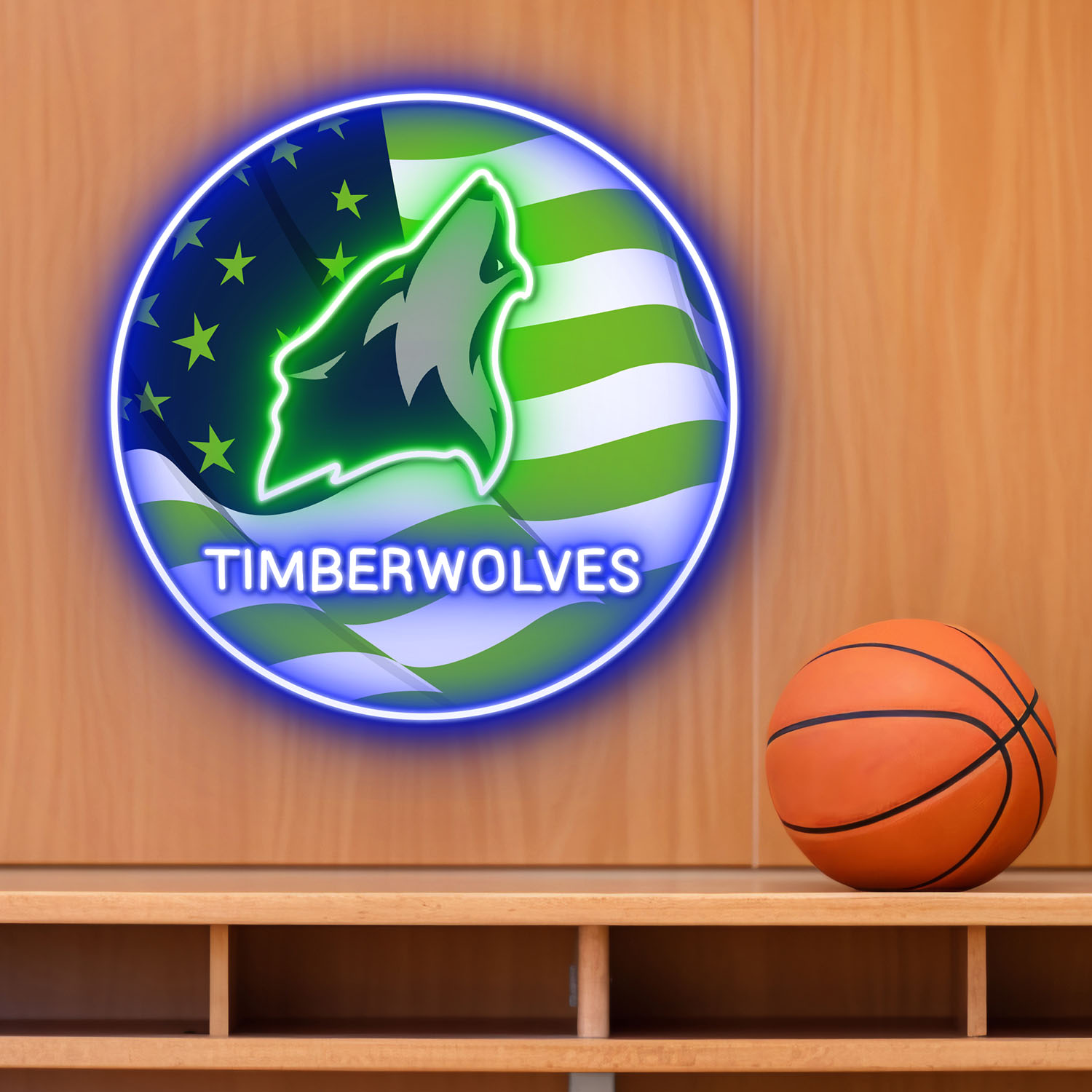 Minnesota Timberwolves US Flag Acrylic Neon LED Sign NBA Home Decor