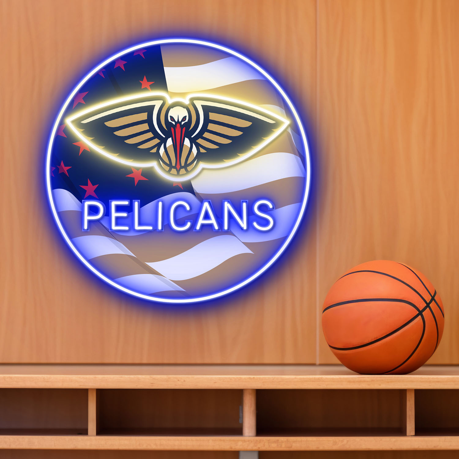 New Orleans Pelicans US Flag Acrylic Neon LED Sign NBA Home Decor