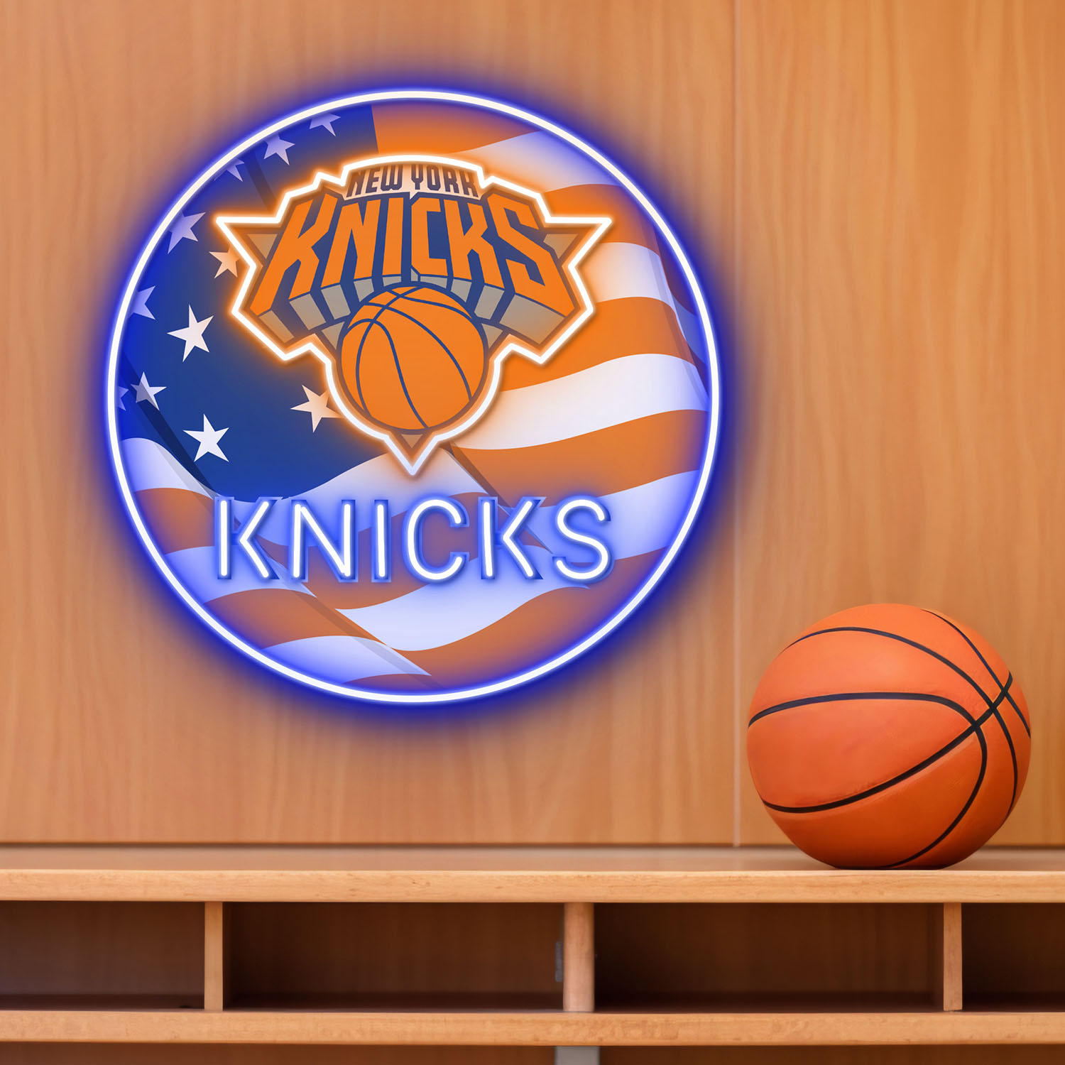 New York Knicks US Flag Acrylic Neon LED Sign NBA Home Decor