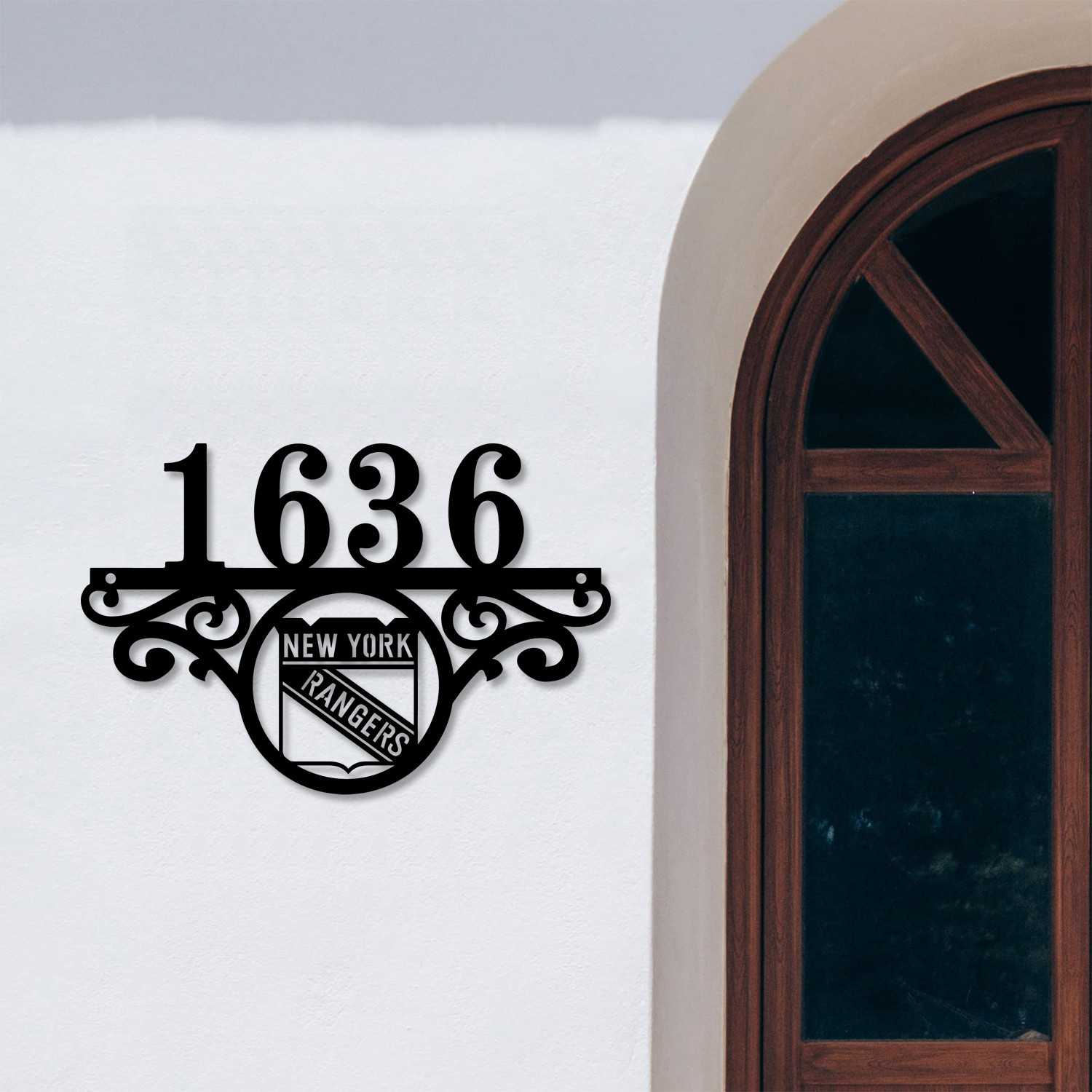 New York Rangers NHL Monogram Metal House Number Sign