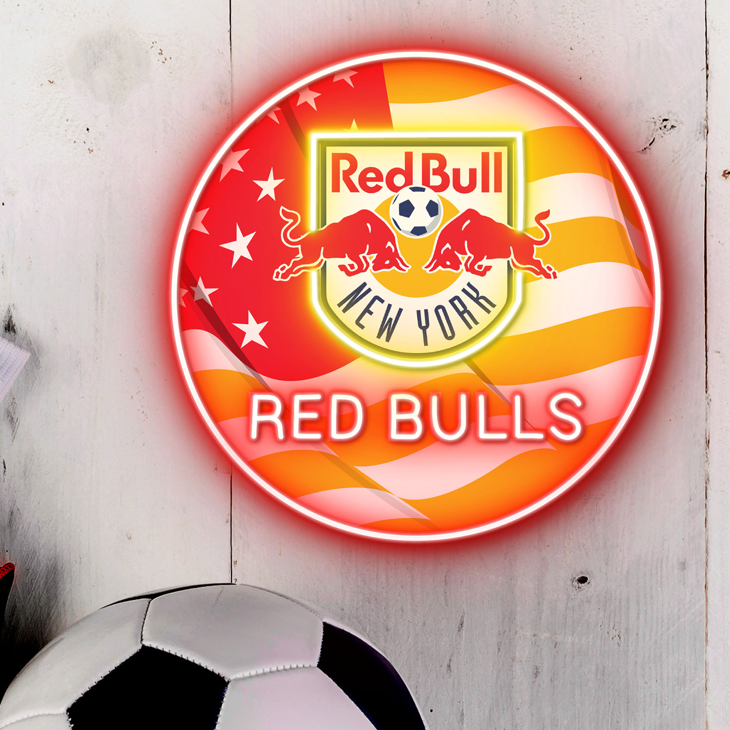 New York Red Bulls FC US Flag Acrylic Neon LED Sign MLS Home Decor