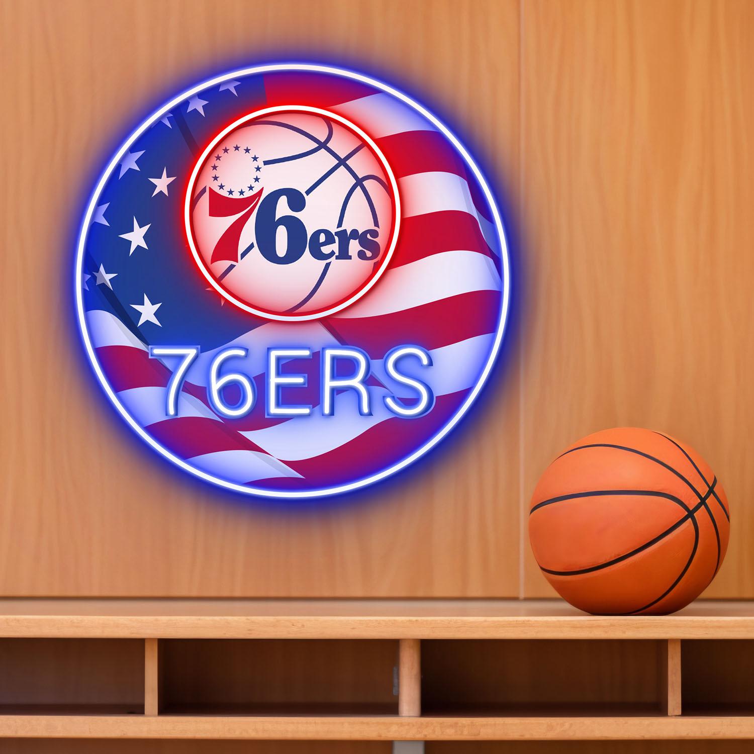 Philadelphia 76ers US Flag Acrylic Neon LED Sign NBA Home Decor